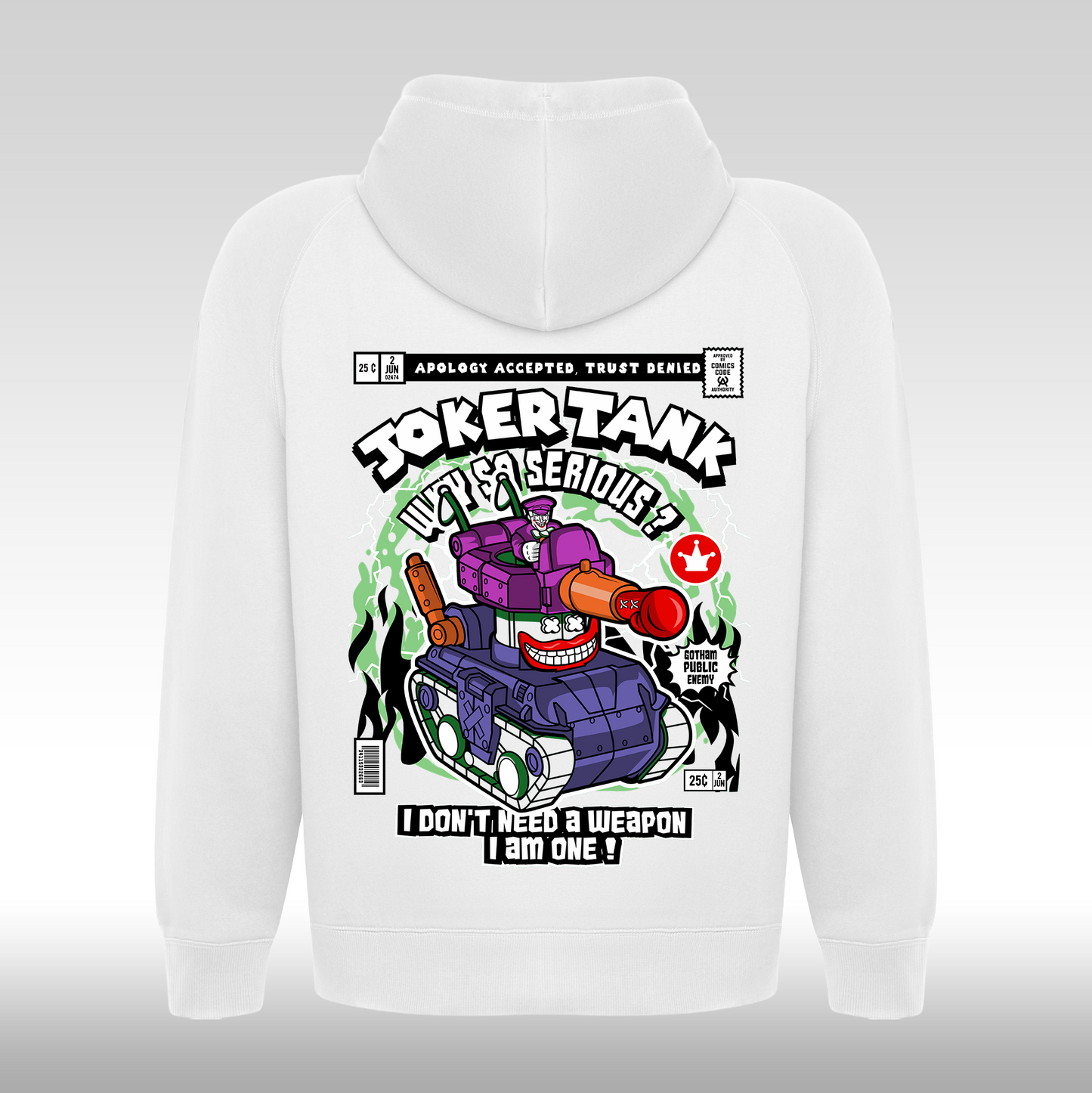 Hanorac alb personalizat Spate urban "The Joker" streetwear
