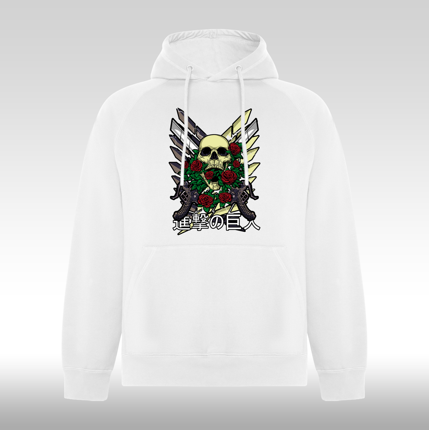 Hanorac alb personalizat anime "Attack On Titan" streetwear
