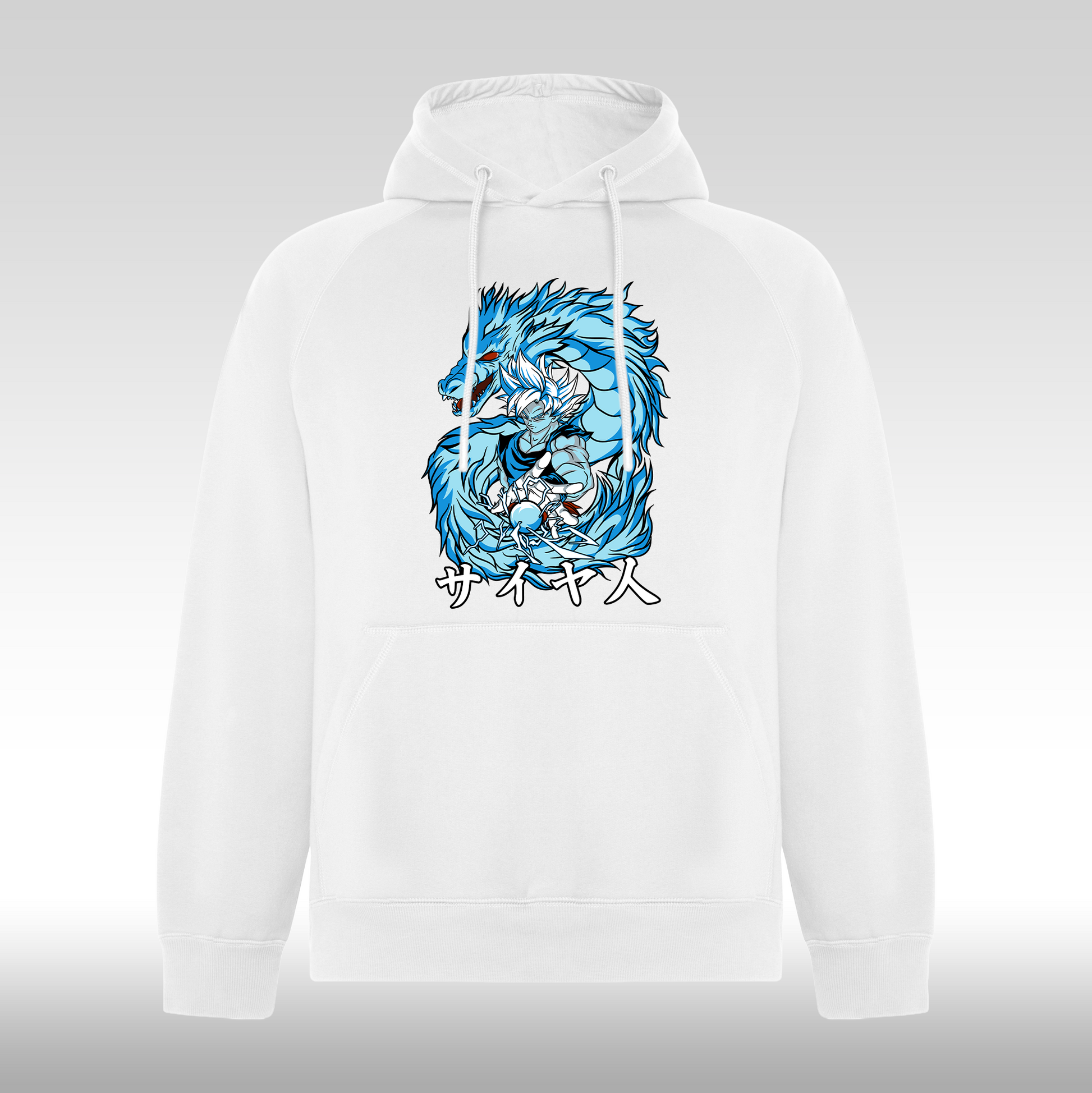 Hanorac alb personalizat anime "Goku Power Dragon" streetwear
