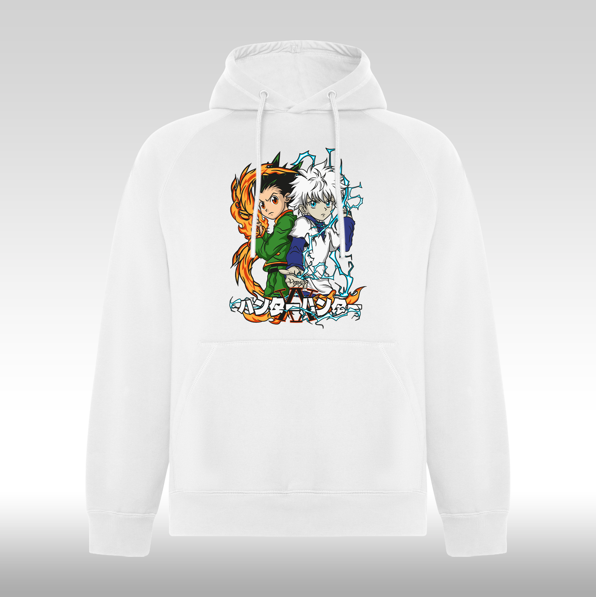 Hanorac alb personalizat anime "Hunter Gon Freecss" streetwear
