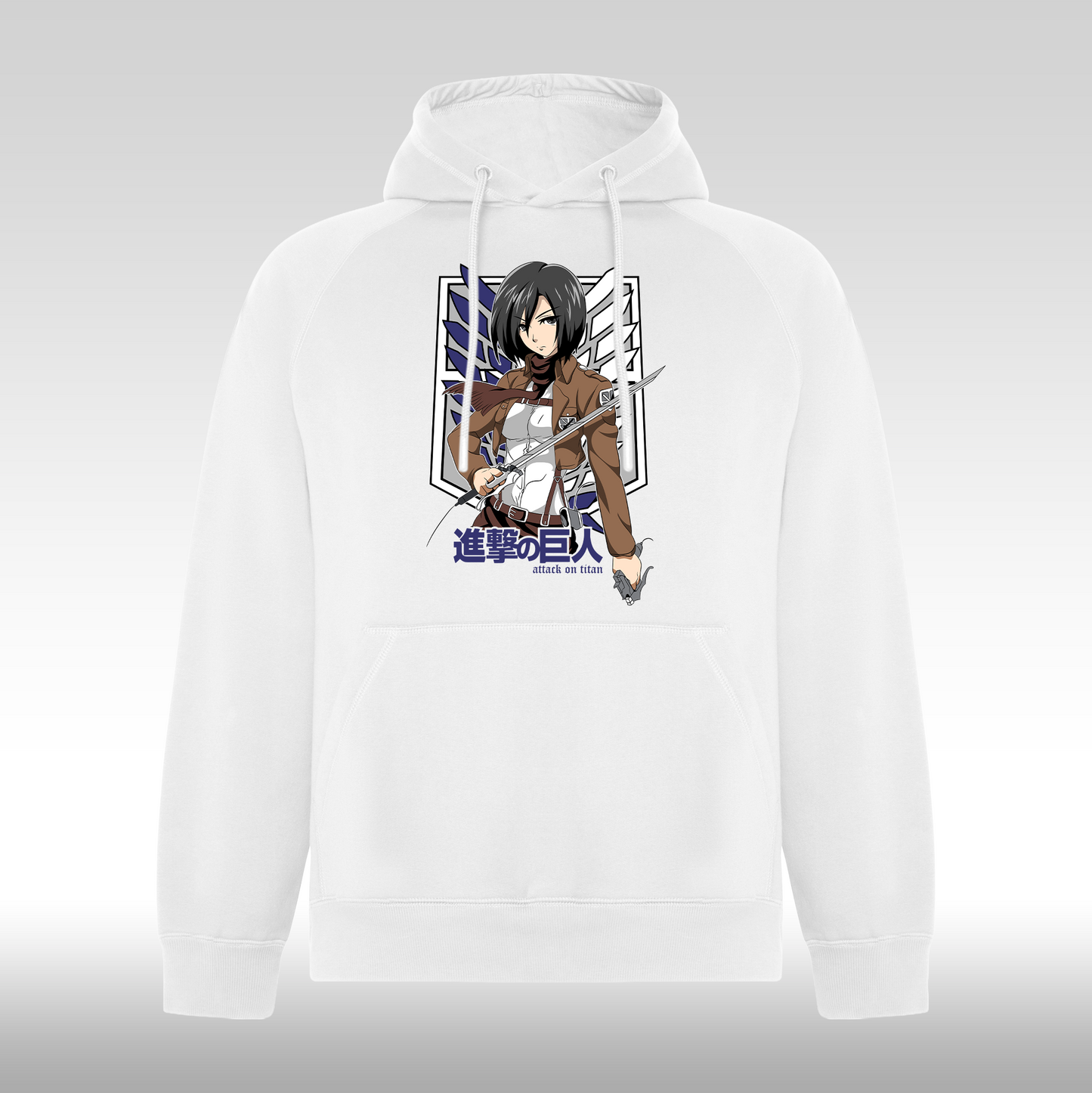 Hanorac alb personalizat anime "Mikasa" streetwear
