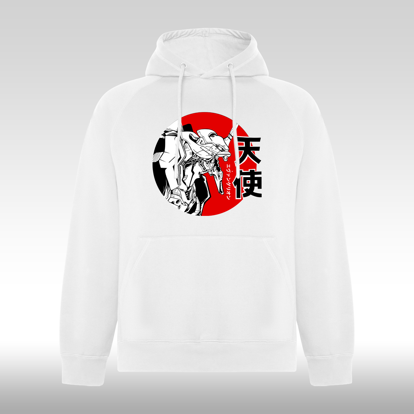 Hanorac alb personalizat anime "Neon Genesis Evangelion" streetwear
