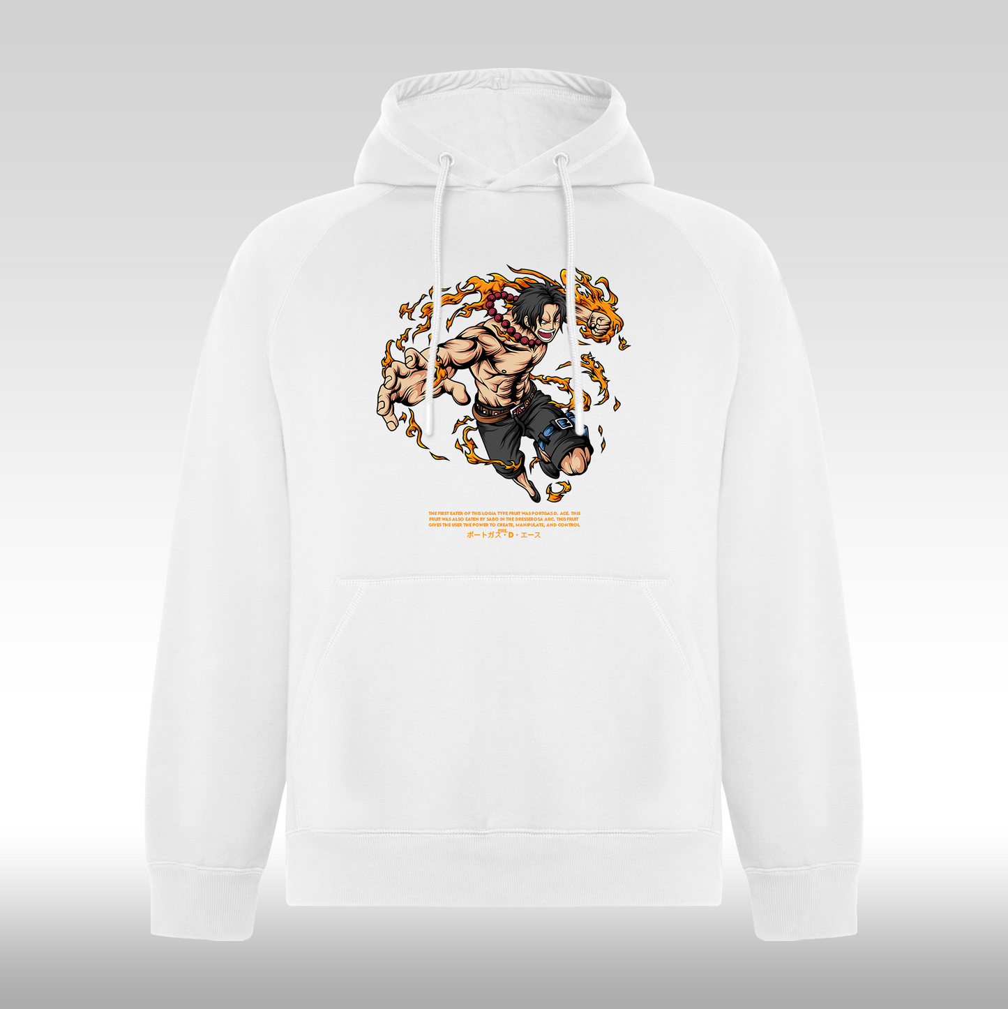 Hanorac alb personalizat Fata Barbat anime "Portgas D. Ace" streetwear
