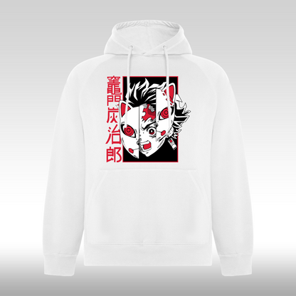 Hanorac alb personalizat anime "Tanjiro Kamado Kimetsu" streetwear
