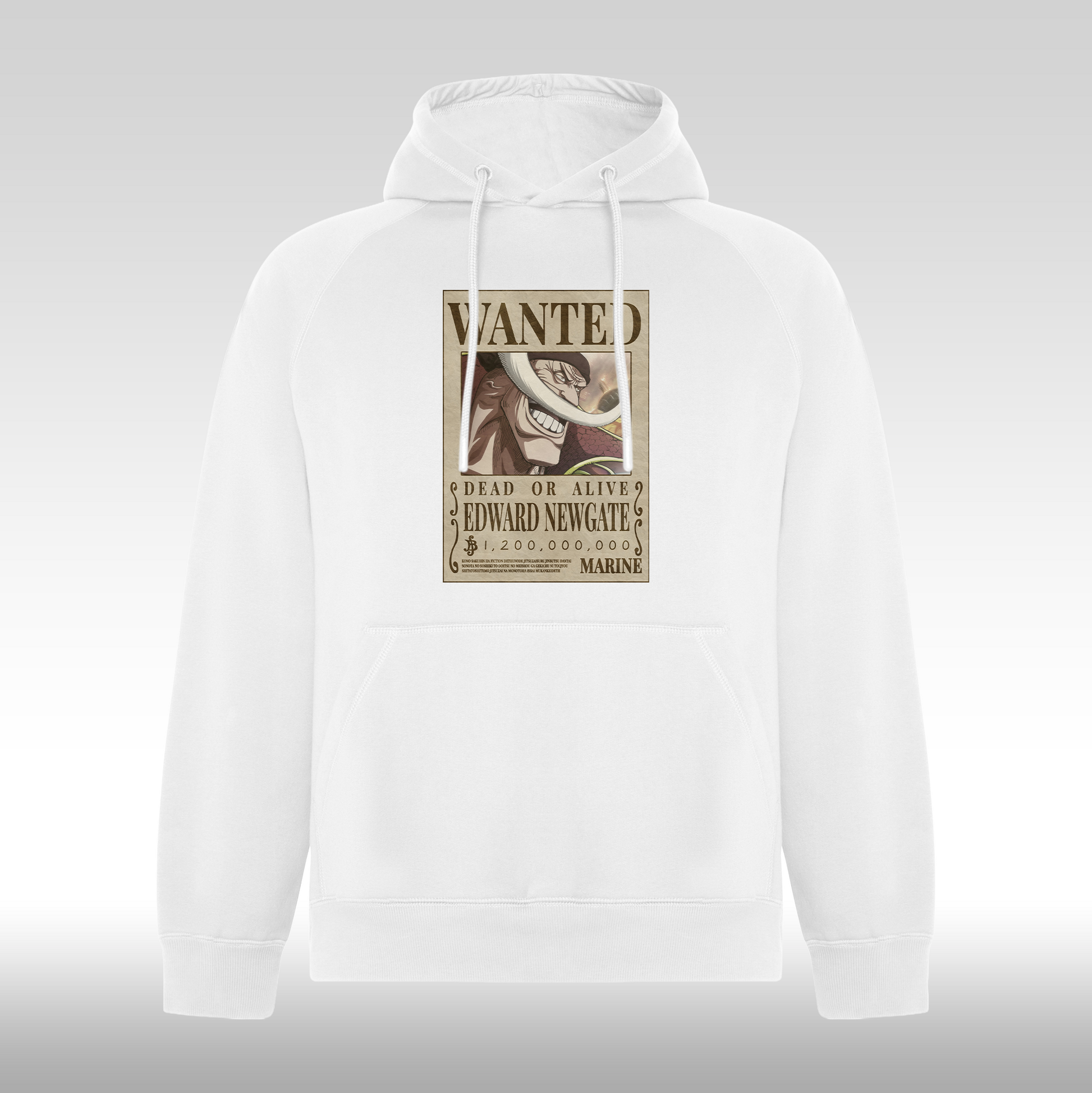 Hanorac alb personalizat anime "WANTED : Edward Newgate" streetwear
