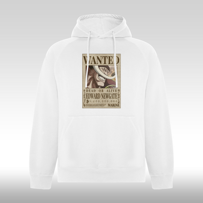 Hanorac alb personalizat anime "WANTED : Edward Newgate" streetwear
