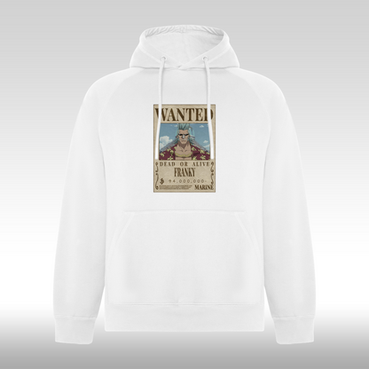 Hanorac alb personalizat anime "WANTED: Franky" streetwear
