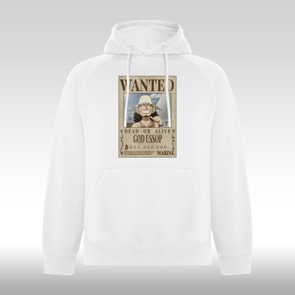 Hanorac alb personalizatanime "WANTED : God Ussop" streetwear
