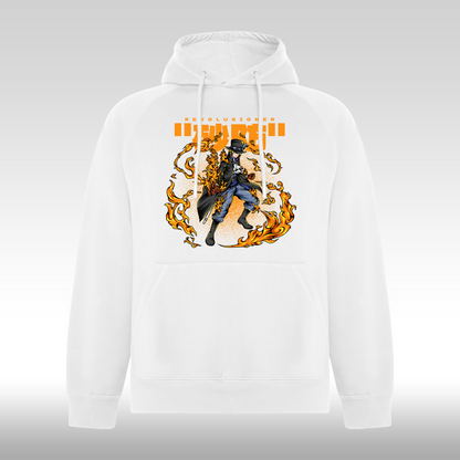 Hanorac alb personalizat urban "Revolusioner Sabo" streetwear
