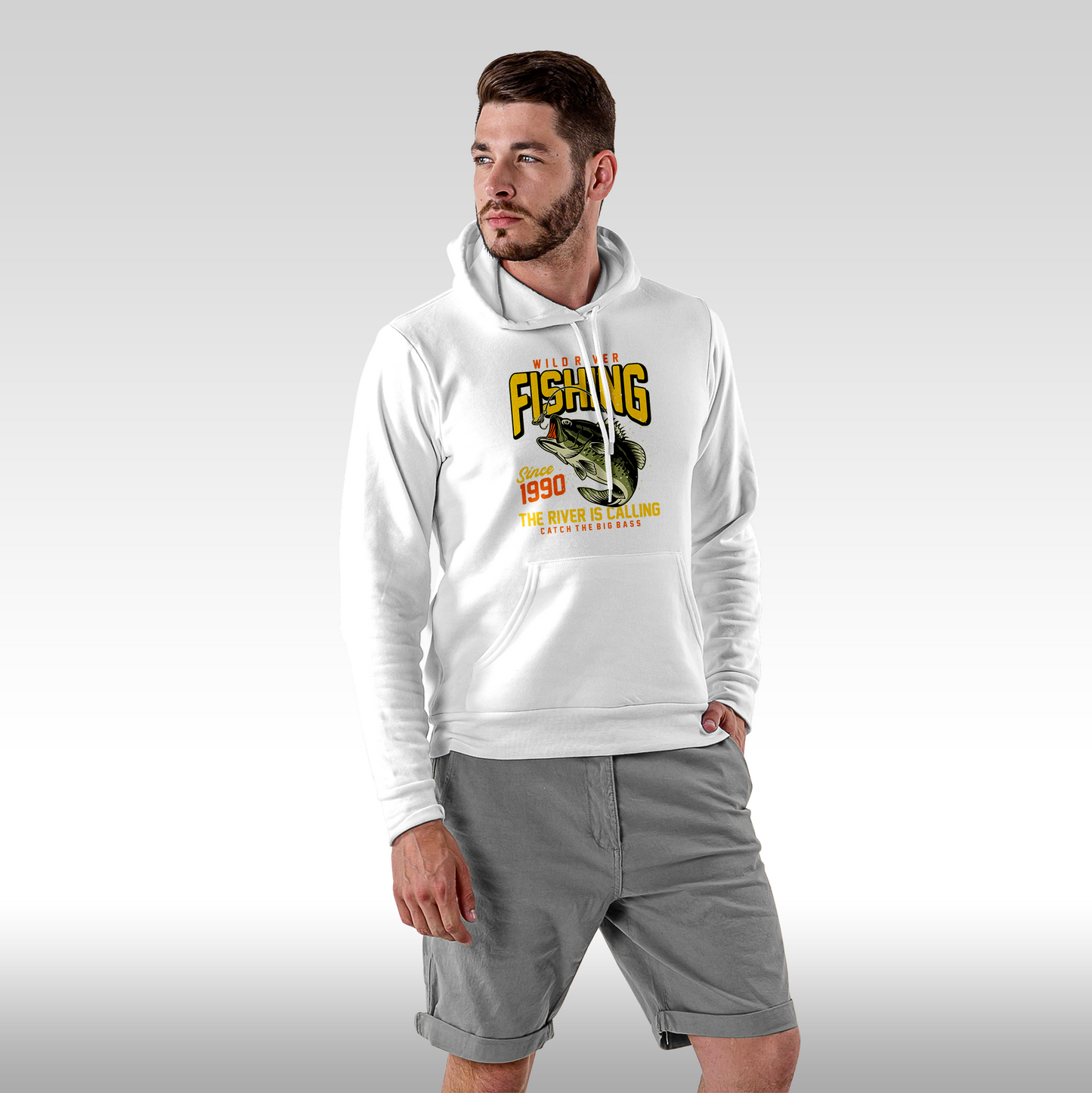 Hanorac alb personalizat Fata Barbat pescar "Fishing Since 1990" streetwear
