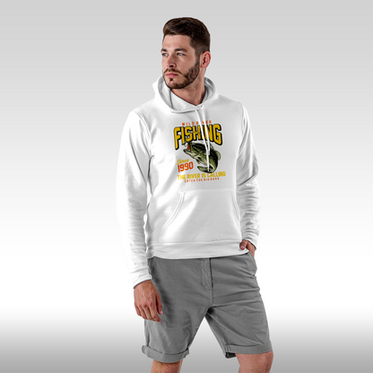 Hanorac alb personalizat Fata Barbat pescar "Fishing Since 1990" streetwear
