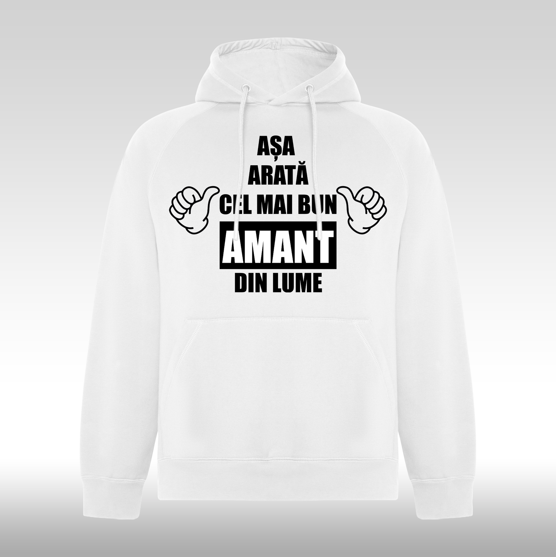 Hanorac alb personalizat Fata Barbat mesaj "Asa Arata Cel Mai Bun Amant Din Lume" streetwear
