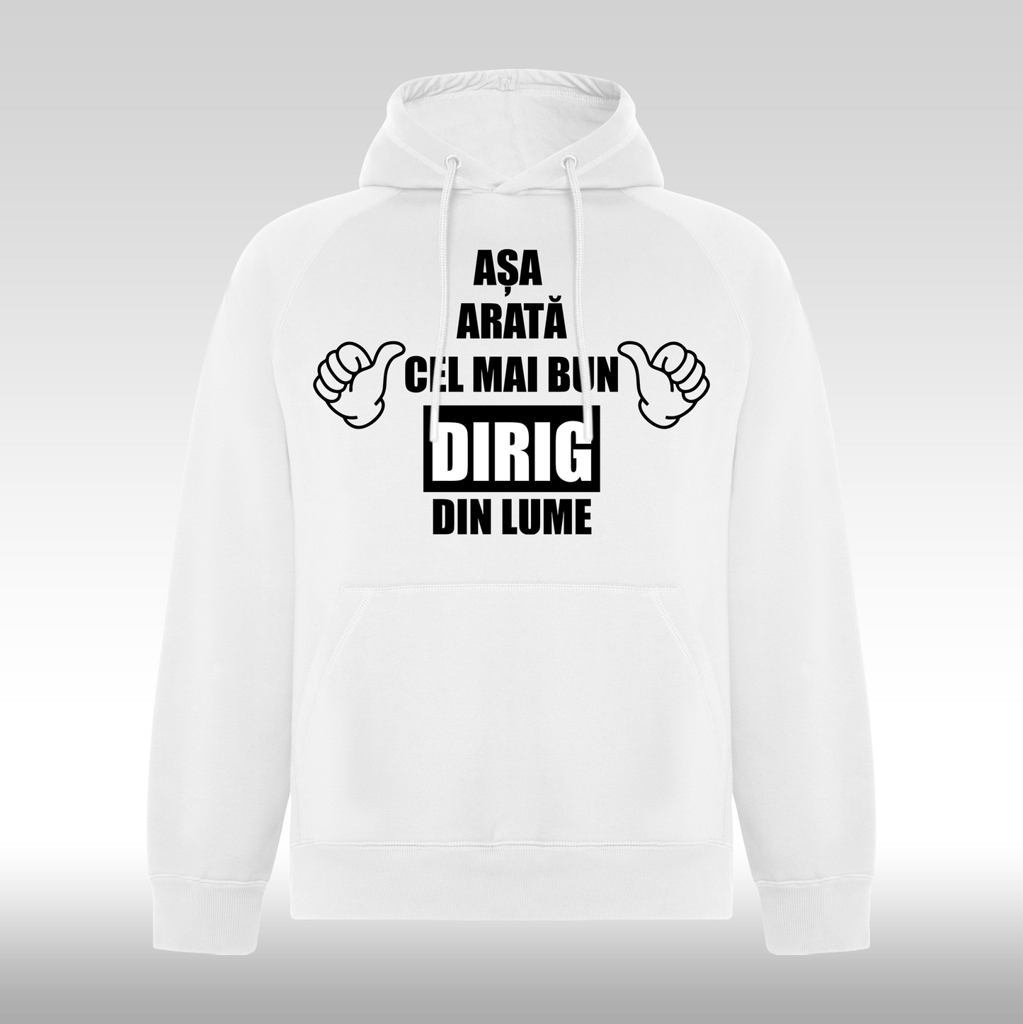 Hanorac alb personalizat Fata Barbat mesaj "Asa Arata Cel Mai Bun Dirig Din Lume" streetwear
