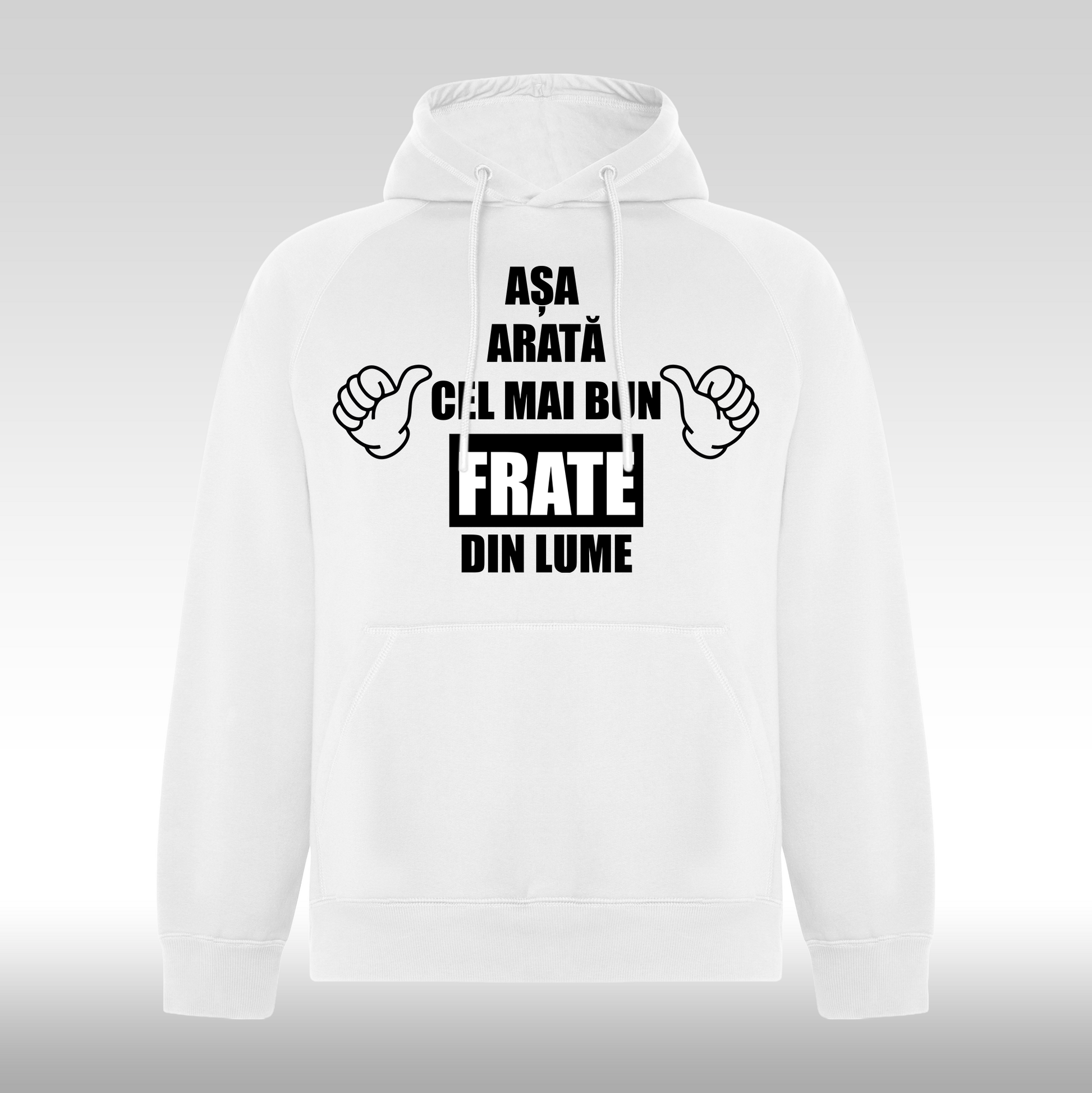 Hanorac-alb-personalizat-barbat-mesaj-Cel-Mai-Bun-Frate-streetwear