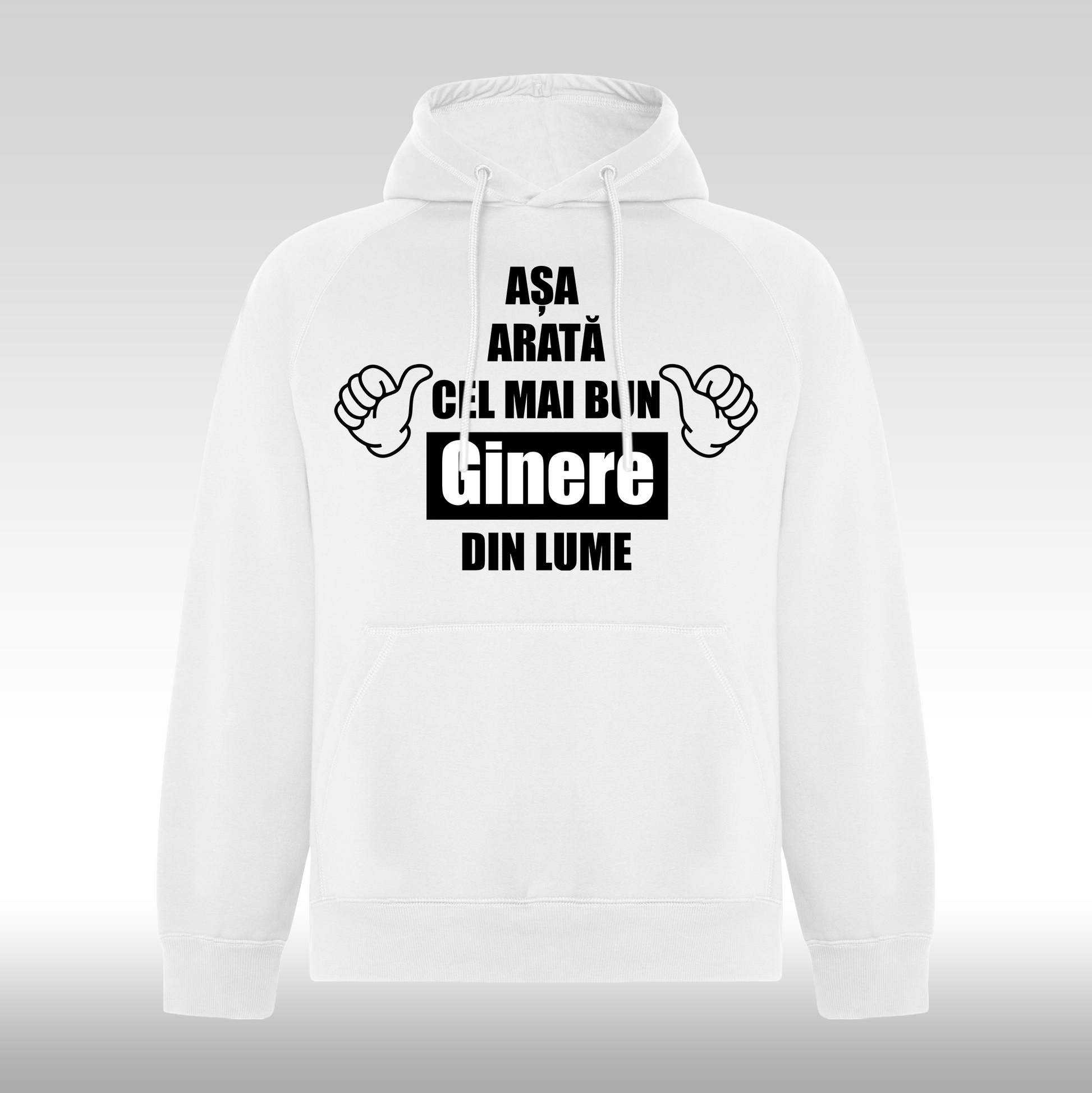 Hanorac alb personalizat Barbat mesaj "Asa Arata Cel Mai Bun Ginere Din Lume" streetwear
