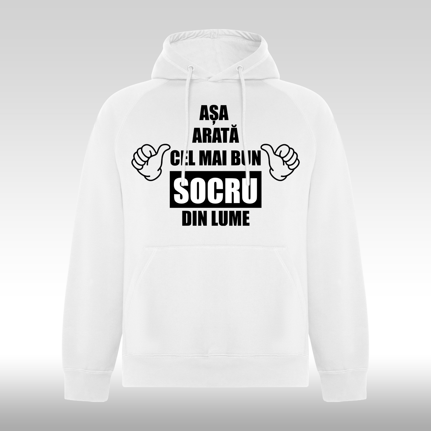 Hanorac alb personalizat Fata Barbat mesaj "Asa Arata Cel Mai Bun Socru Din Lume" streetwear
