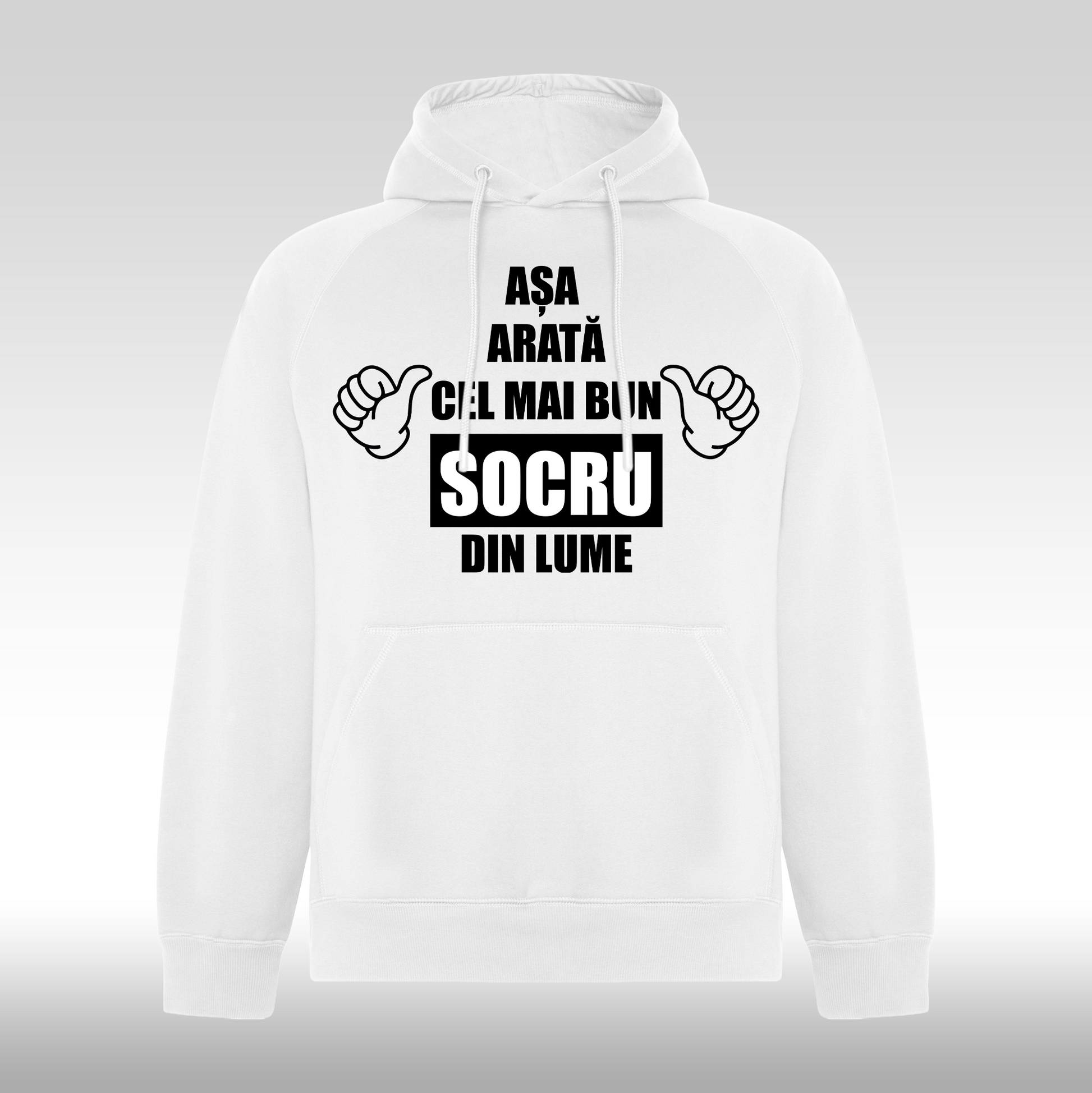 Hanorac alb personalizat Fata Barbat mesaj "Asa Arata Cel Mai Bun Socru Din Lume" streetwear
