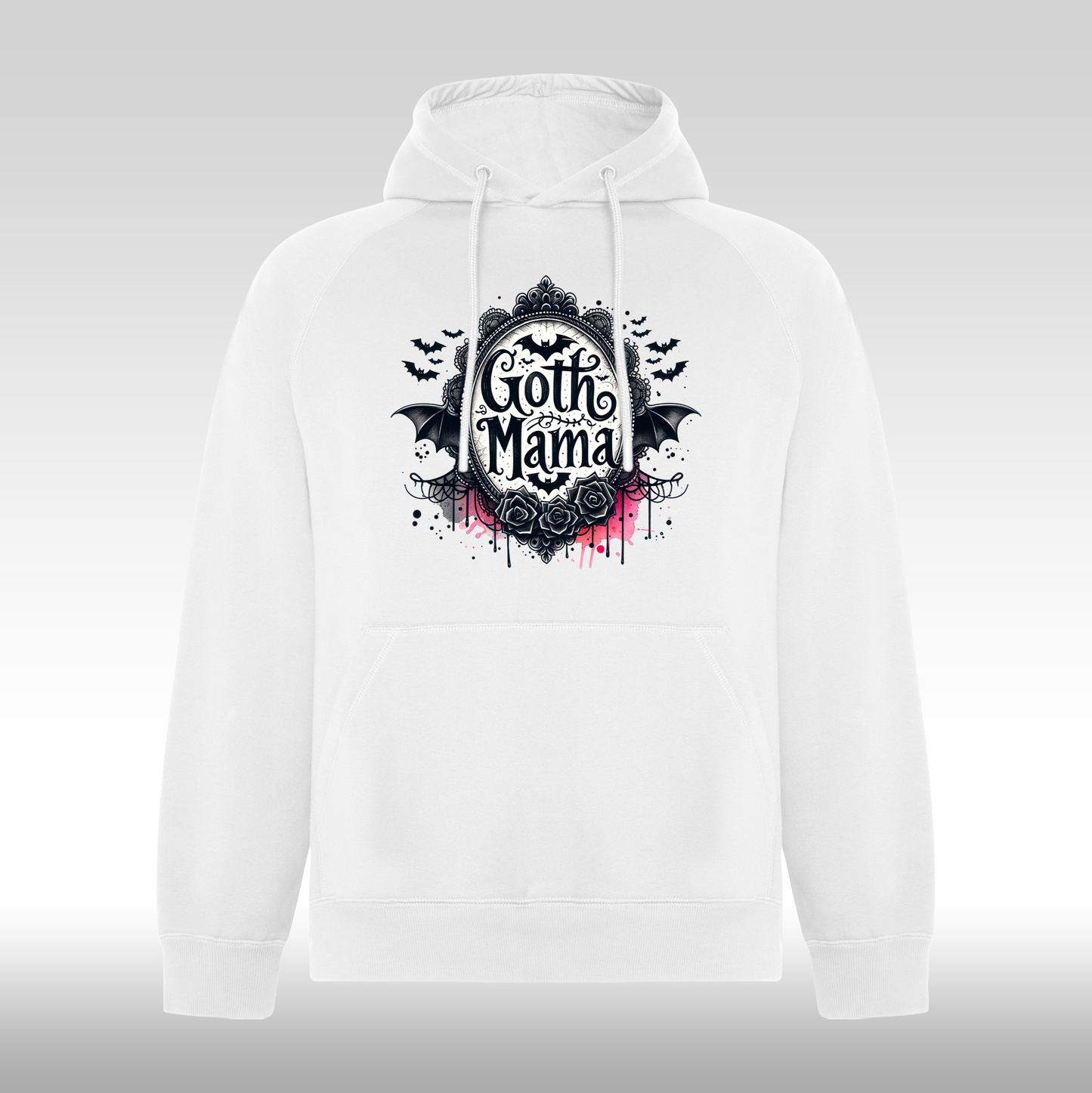 Hanorac alb personalizat Dama mama "Goth Mama" streetwear
