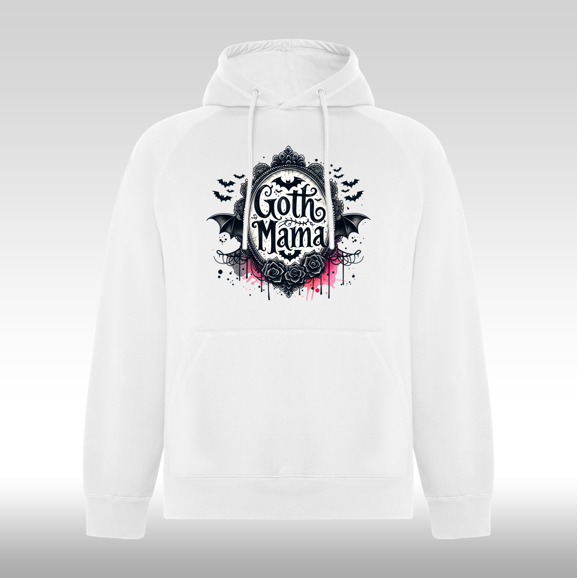 Hanorac alb personalizat Dama mama "Goth Mama" streetwear
