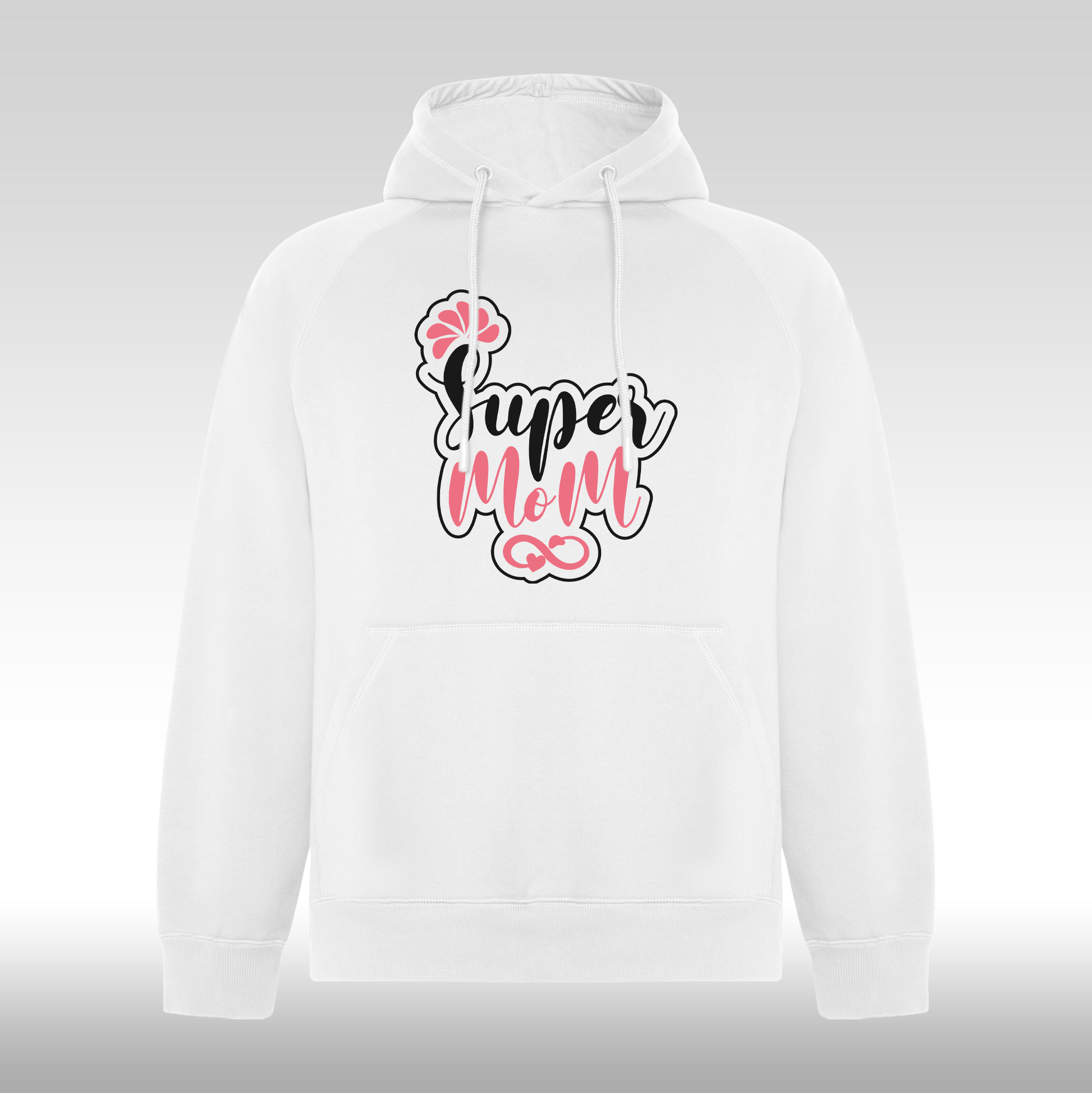 Hanorac alb personalizat Fata Dama mama "Super Mom" streetwear
