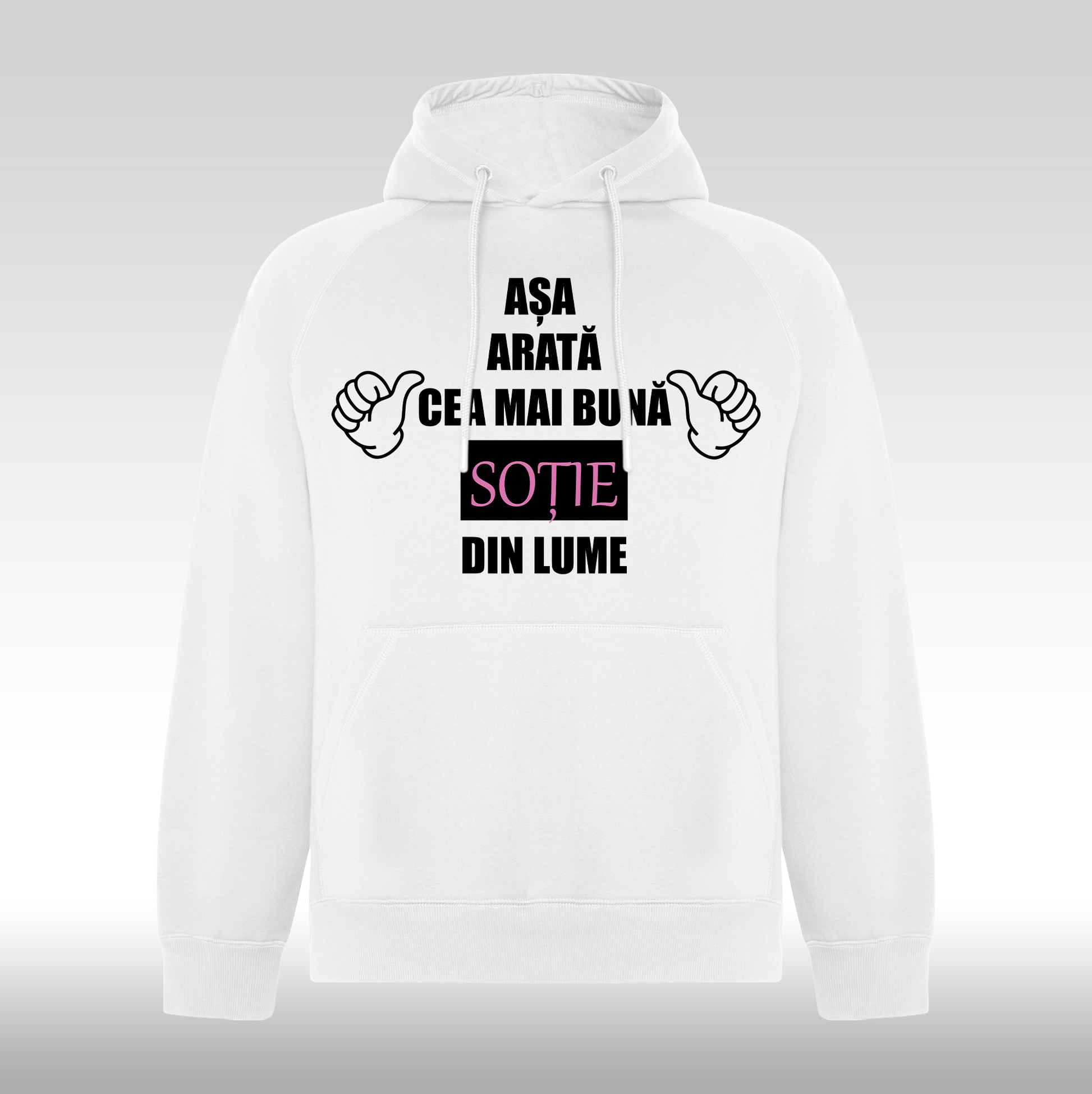Hanorac alb personalizat Fata Dama mesaj "Asa Arata Cea Mai Buna Sotie Din Lume" streetwear
