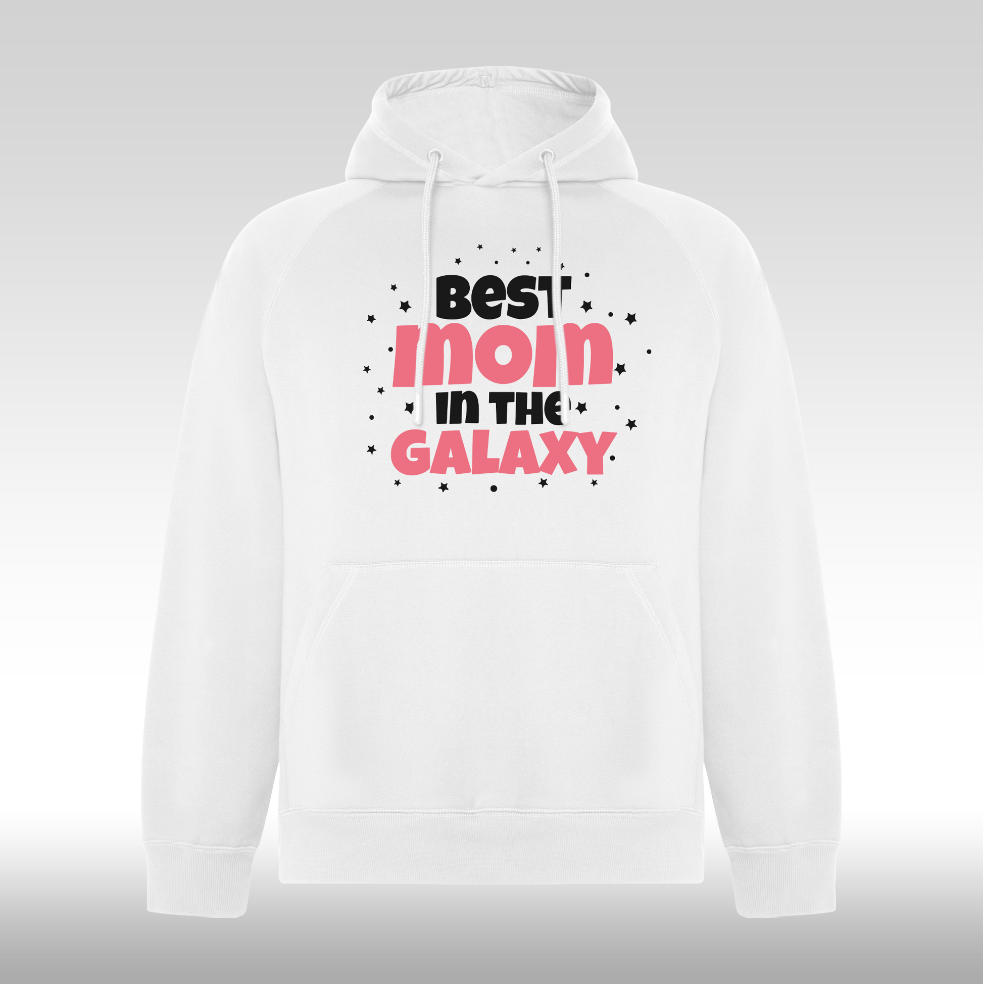 Hanorac alb personalizat Dama mama "Best Mom In The Galaxy" streetwear
