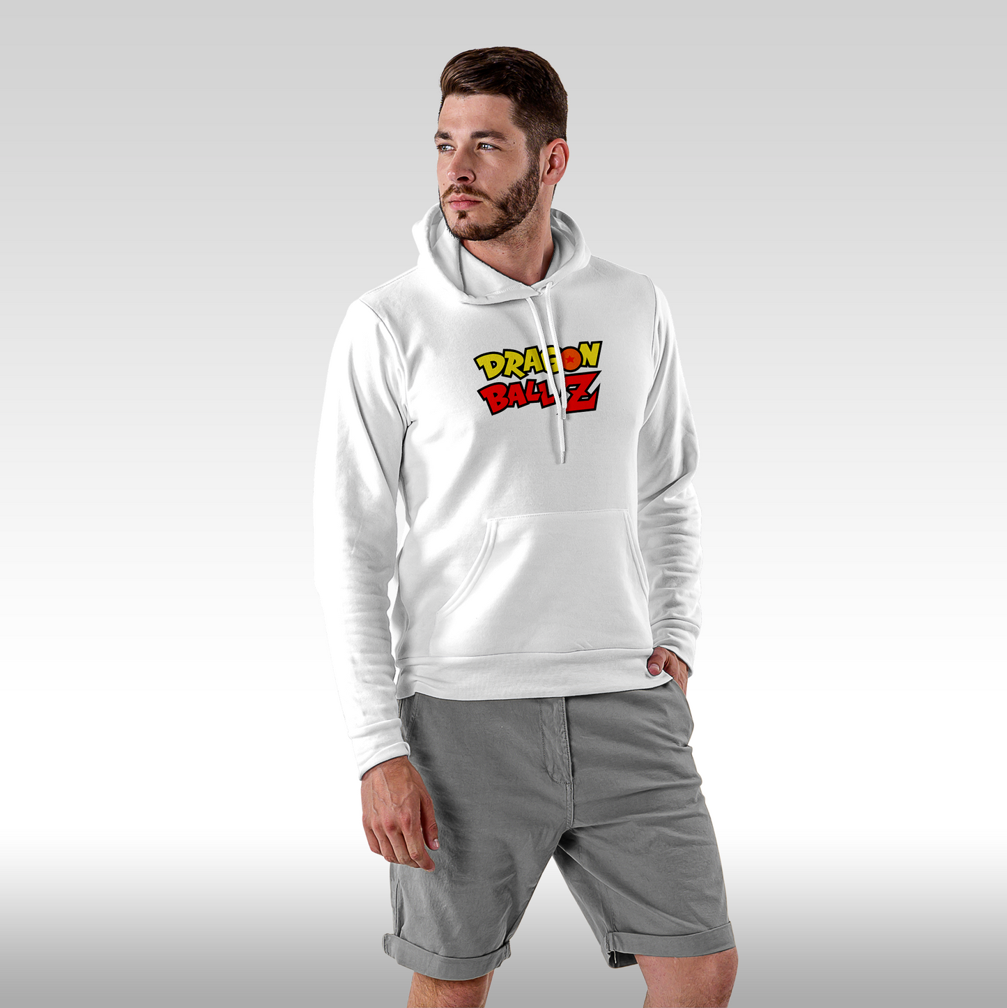 Hanorac alb personalizat fata Barbat anime "Goku Super Sayan-Jin 3" streetwear
