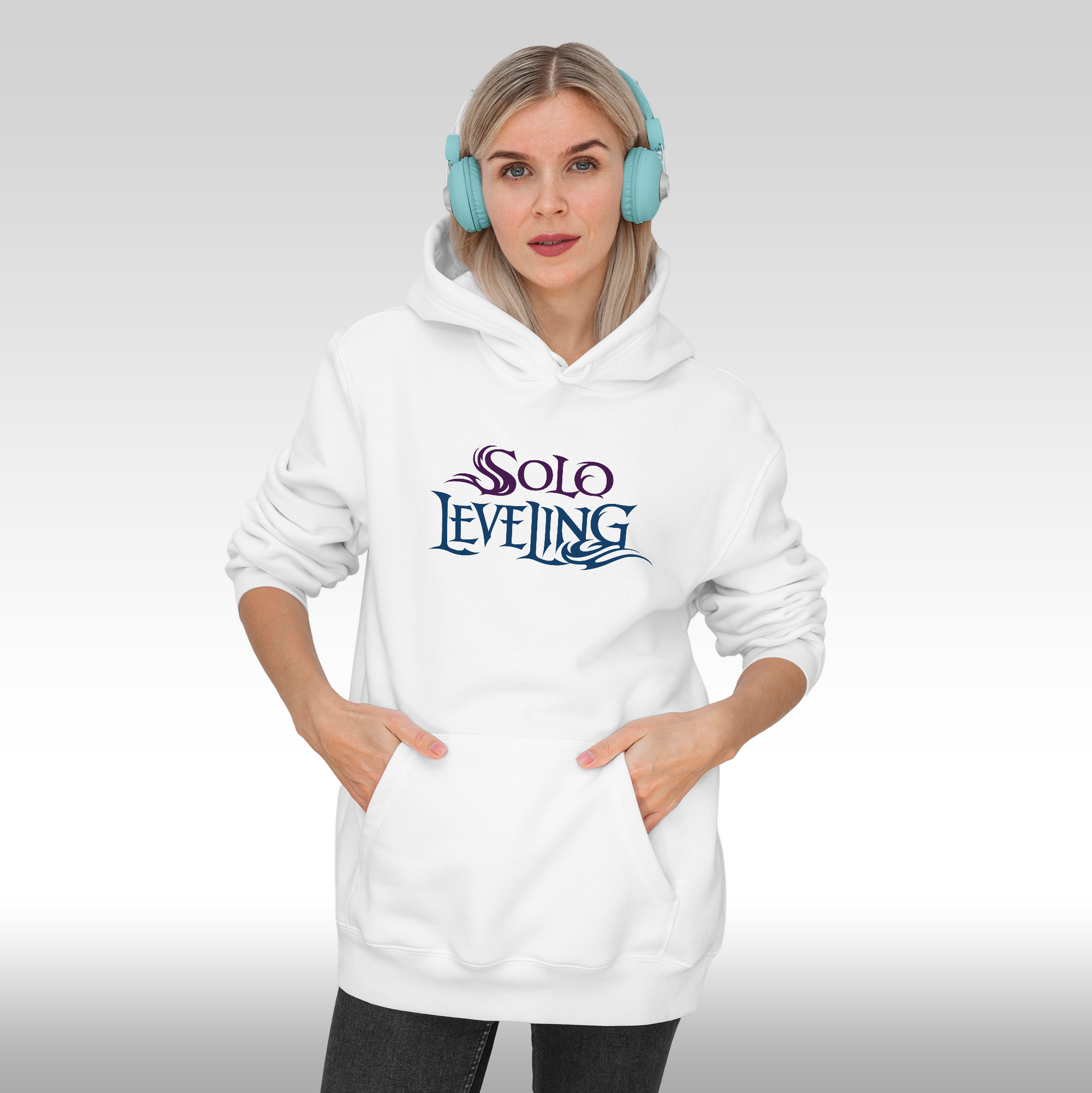 Hanorac alb personalizat fata Dama anime "Solo Leveling Sung Ji Woo" streetwear