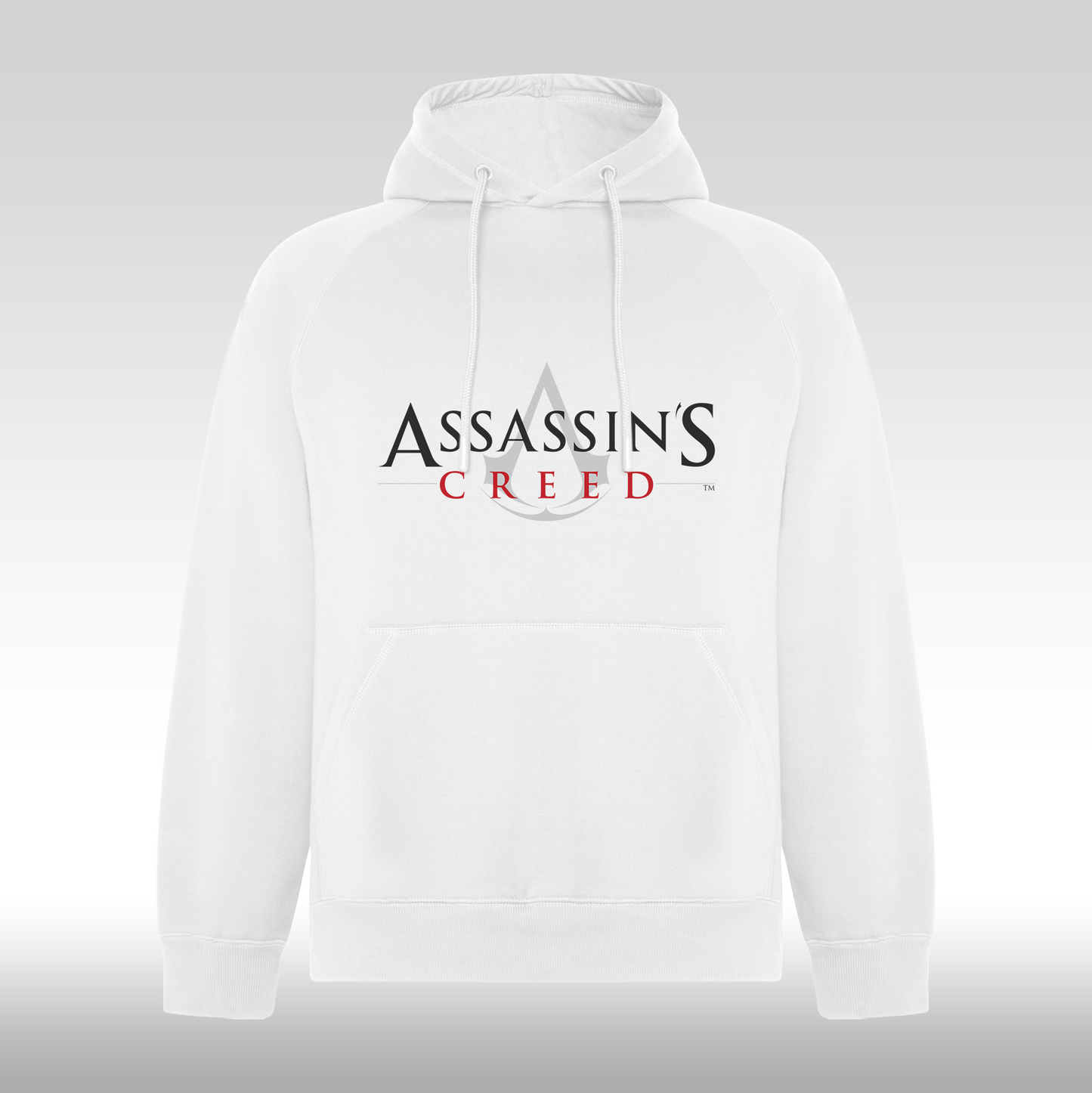 Hanorac alb personalizat gaming "Assassin's Creed" streetwear

