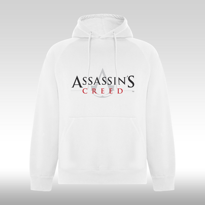 Hanorac alb personalizat gaming "Assassin's Creed" streetwear
