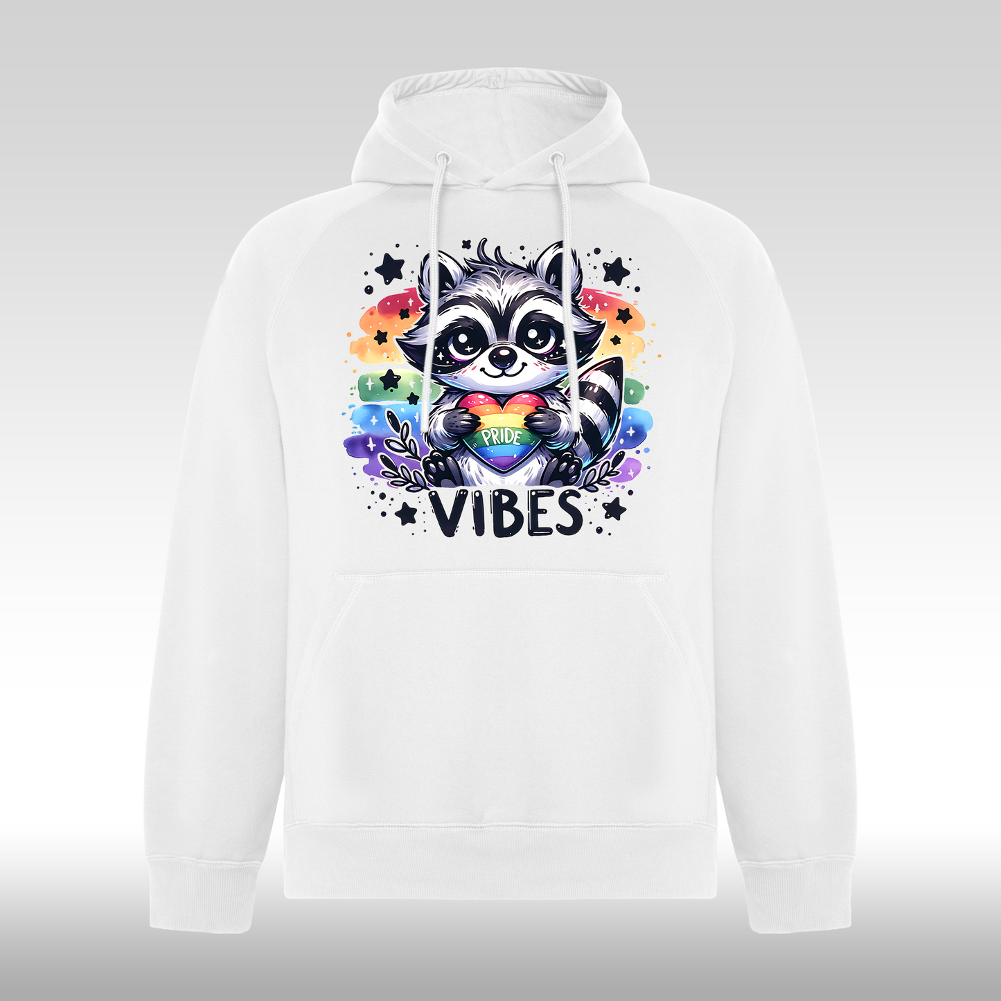 Hanorac alb personalizat raton lgbtq "Pride Vibes" streetwear
