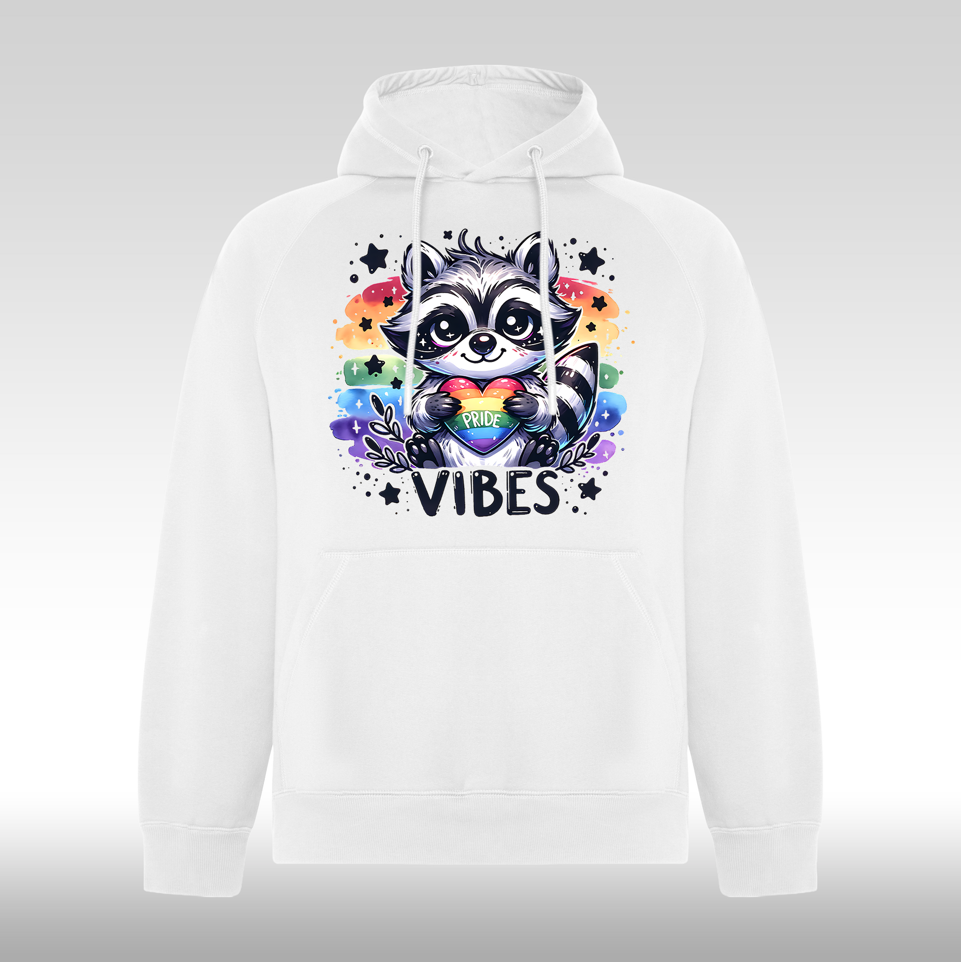 Hanorac alb personalizat raton lgbtq "Pride Vibes" streetwear
