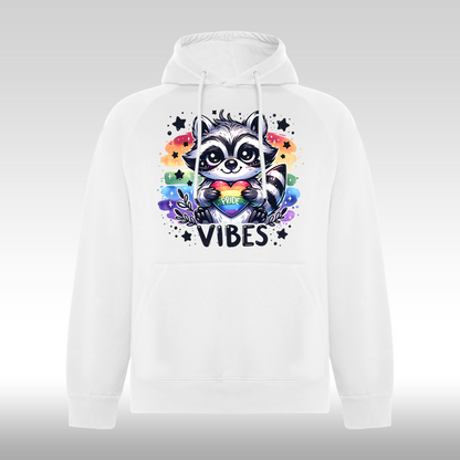 Hanorac alb personalizat raton lgbtq "Pride Vibes" streetwear
