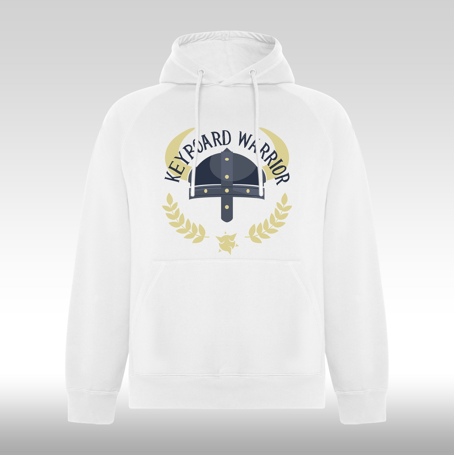 Hanorac alb personalizat mesaj "Keyboard Warrior" streetwear
