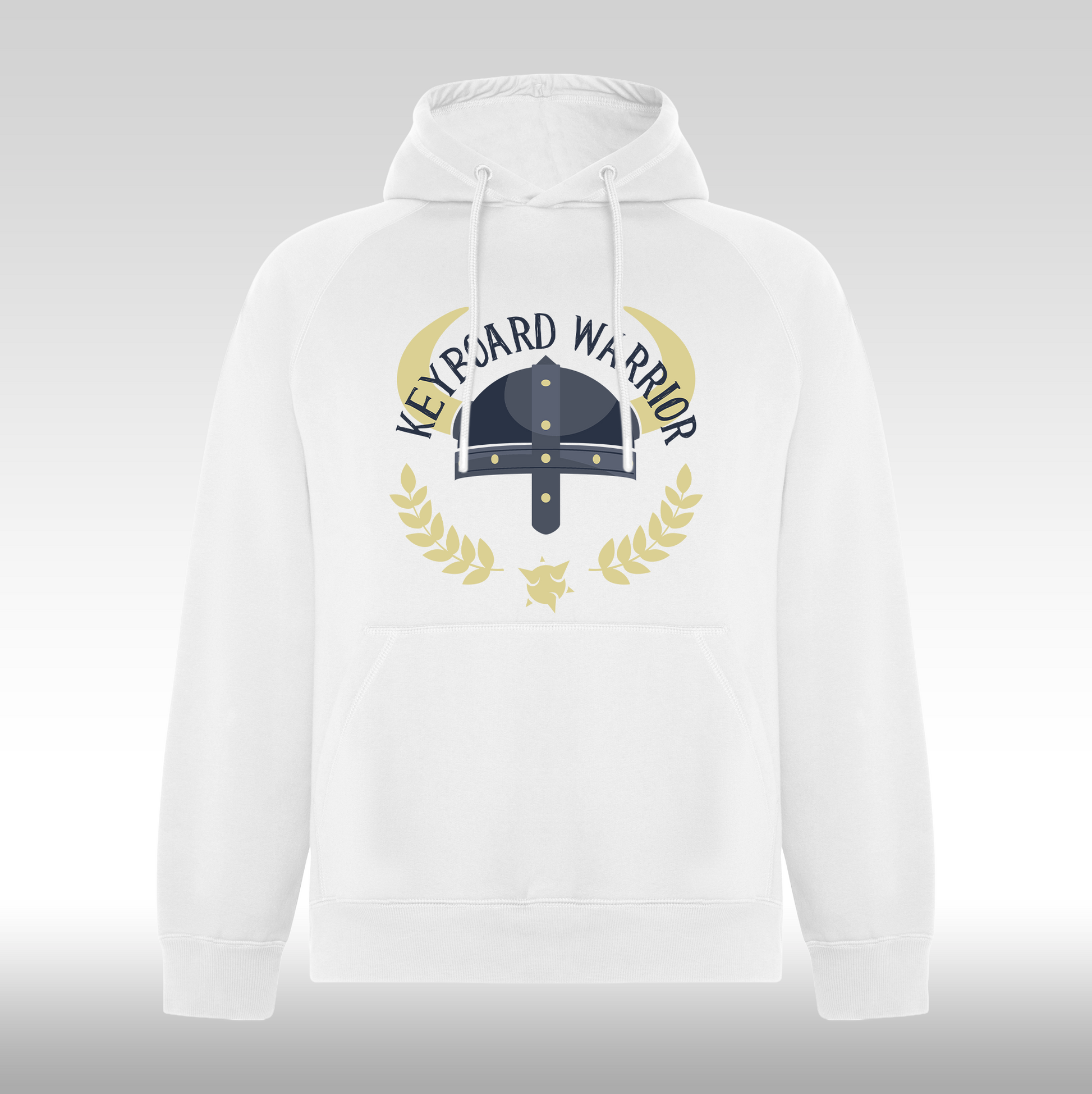 Hanorac alb personalizat mesaj "Keyboard Warrior" streetwear
