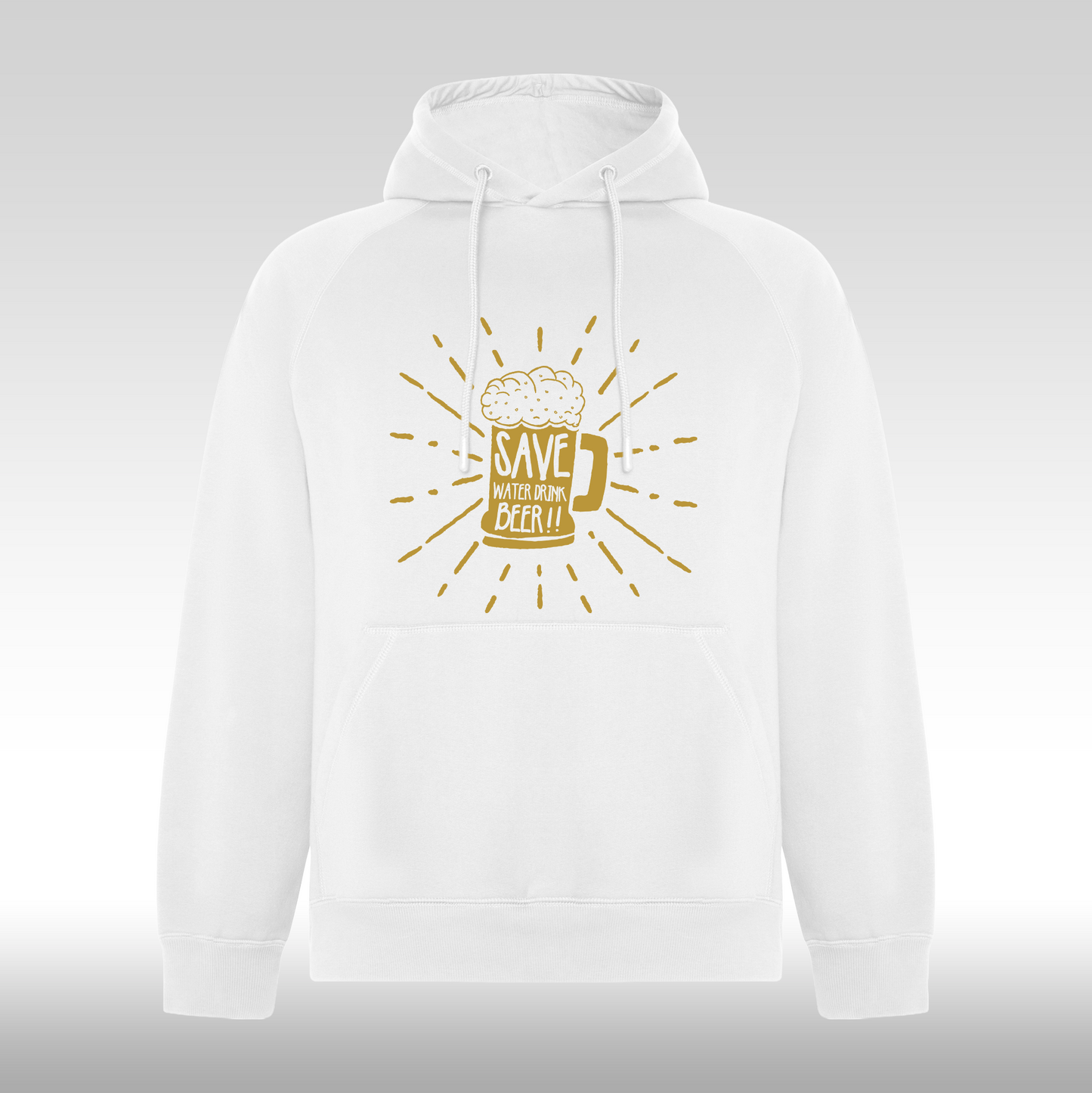Hanorac alb personalizat mesaj "Save Water Drink Beer" streetwear
