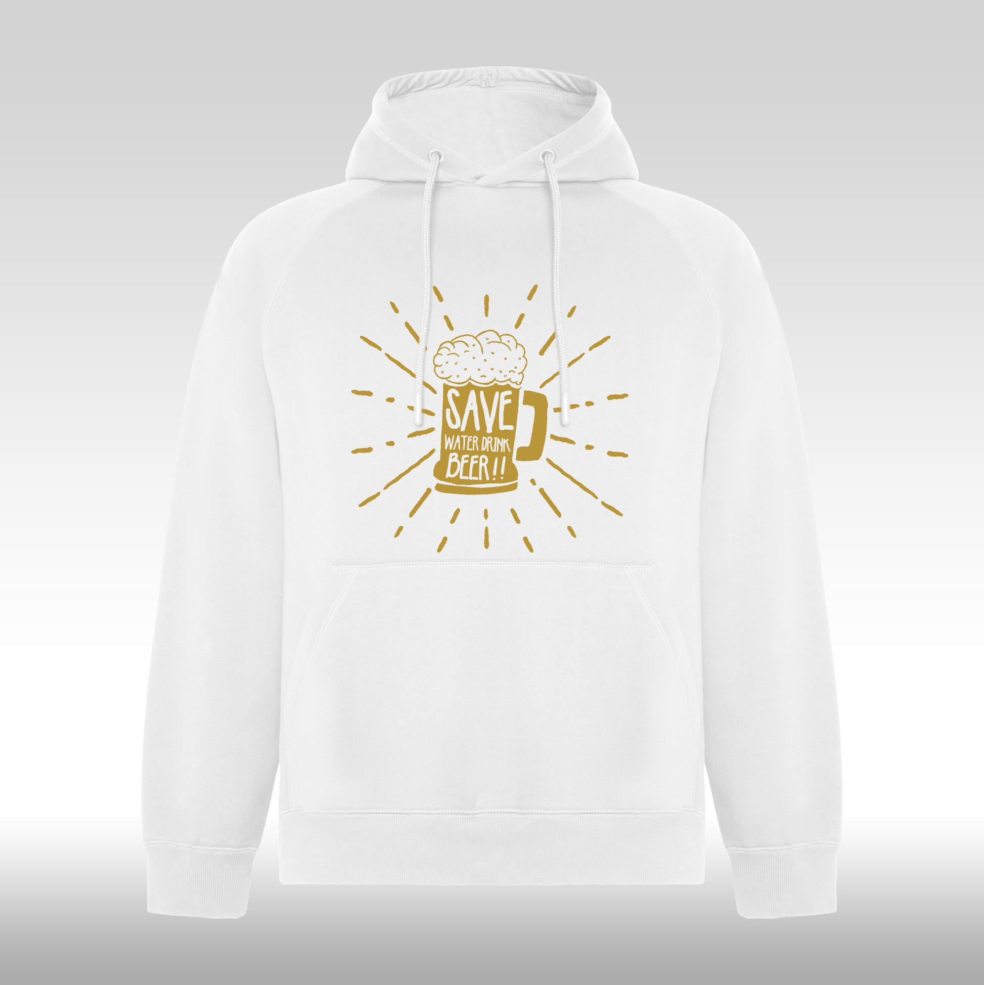Hanorac alb personalizat mesaj "Save Water Drink Beer" streetwear

