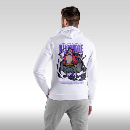 Hanorac alb personalizat spate barbat anime "Kurohige" streetwear
