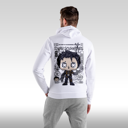 Hanorac alb personalizat spate barbat urban "Edward Scissorhands" streetwear
