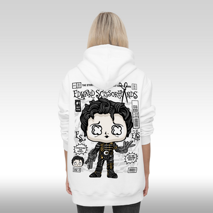 Hanorac alb personalizat spate dama urban "Edward Scissorhands" streetwear
