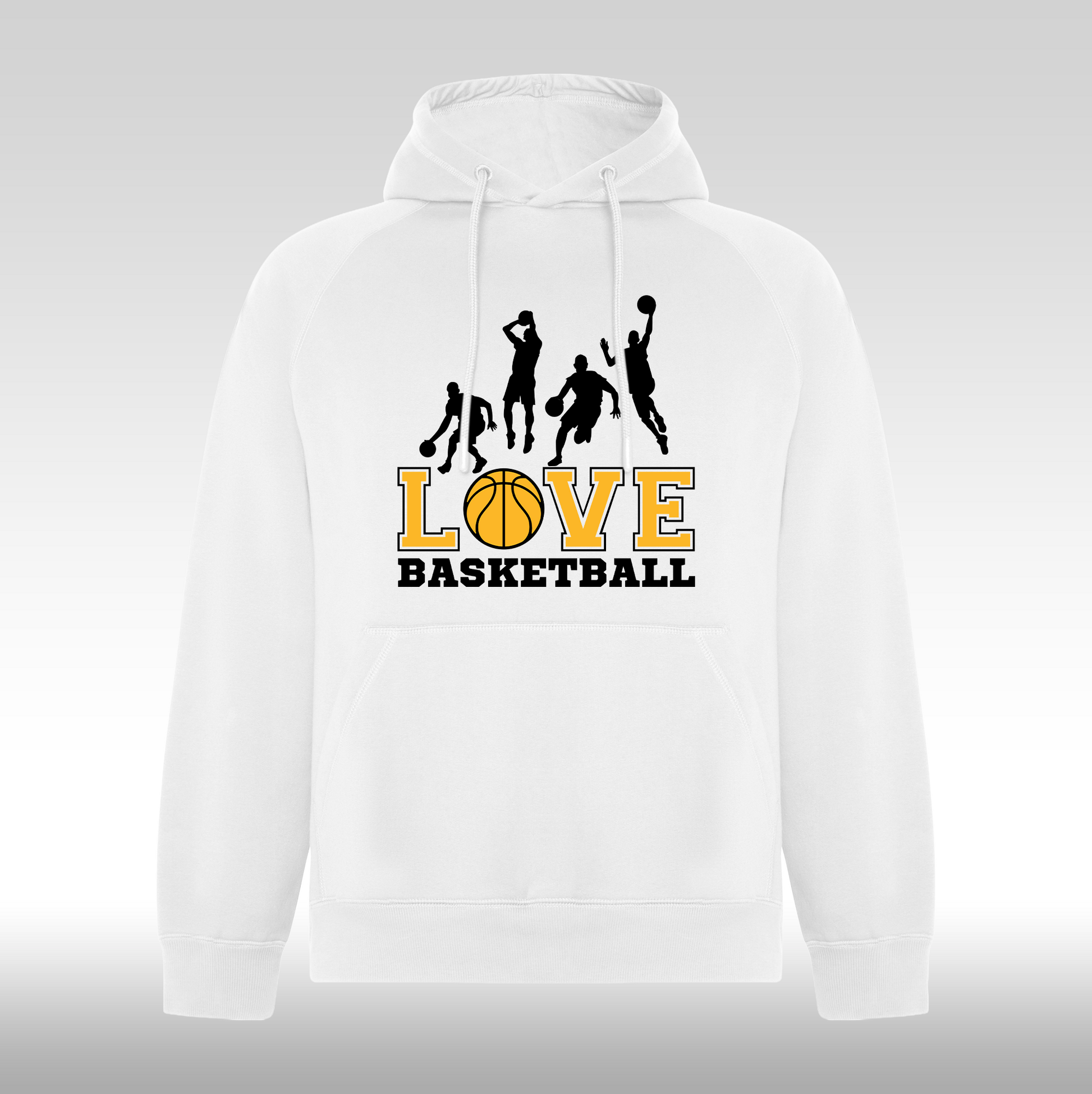 Hanorac alb personalizat sport "Love Basketball" streetwear
