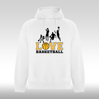 Hanorac alb personalizat sport "Love Basketball" streetwear
