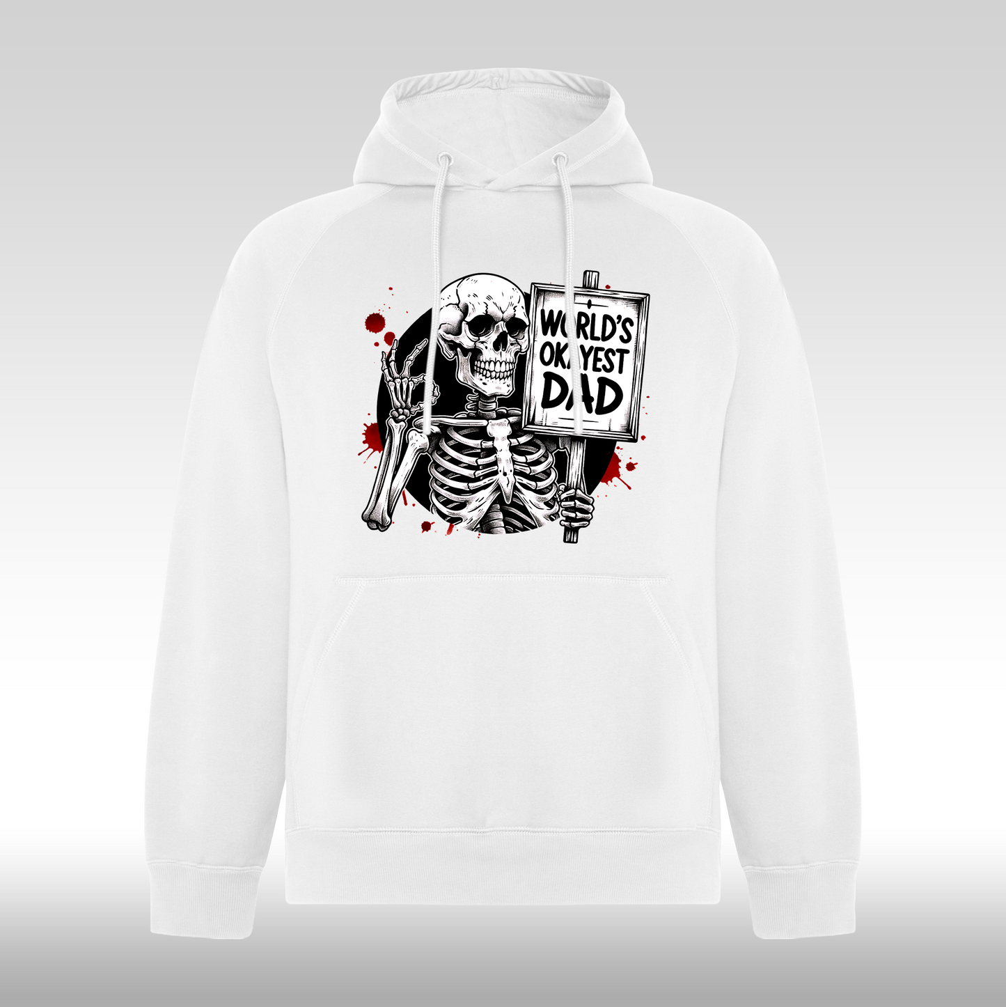 Hanorac alb personalizat tata "World's Okayest Dad" streetwear
