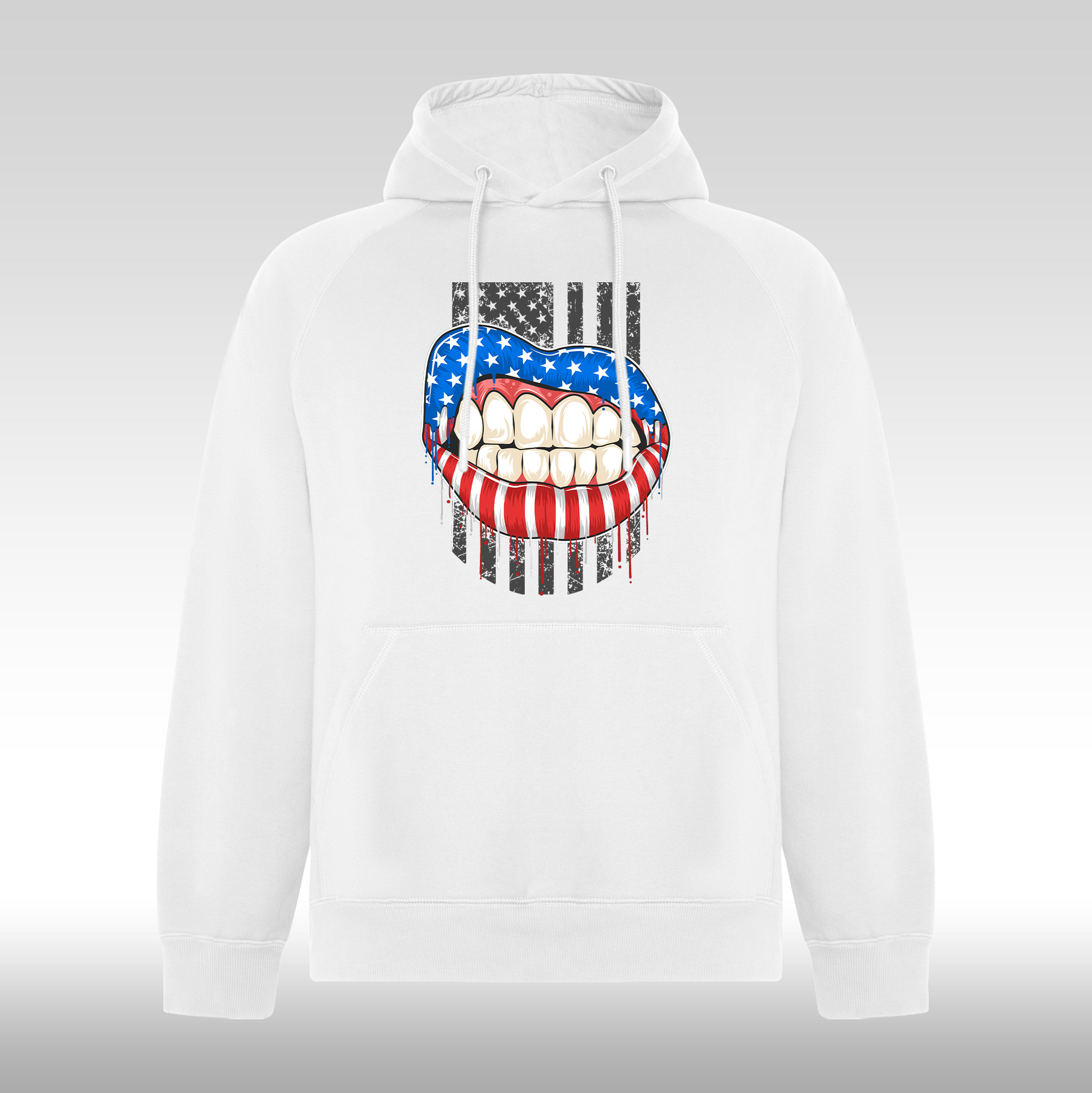 Hanorac alb personalizat urban "American Lips" streetwear
