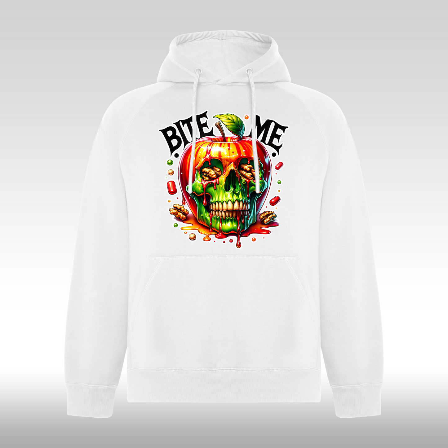 Hanorac alb personalizat urban "Bite Me" mar streetwear
