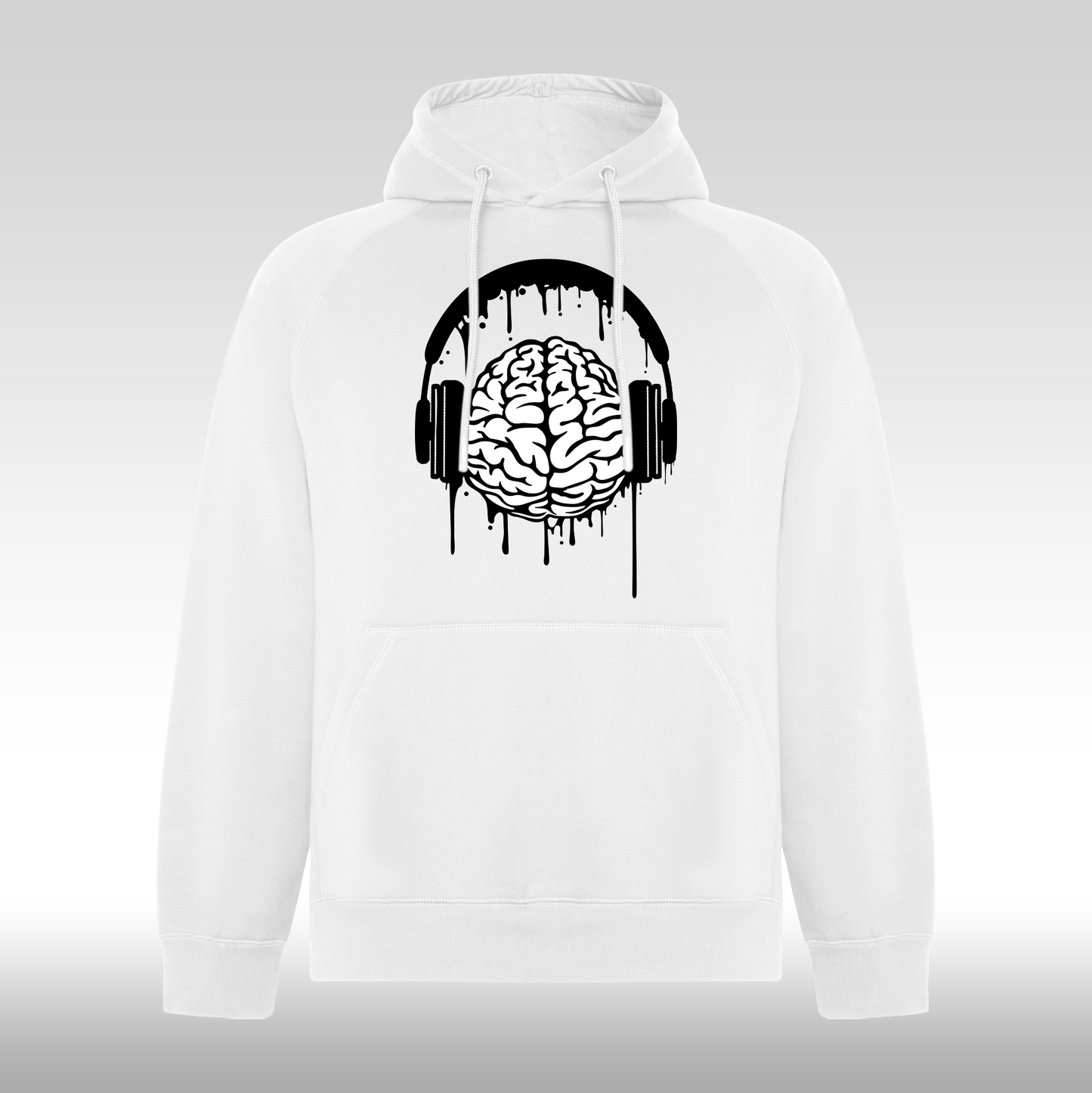 Hanorac alb personalizat urban "Brainwave Beat" streetwear
