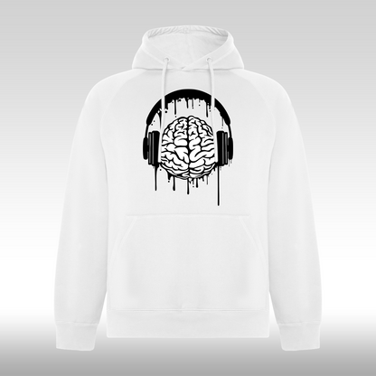 Hanorac alb personalizat urban "Brainwave Beat" streetwear
