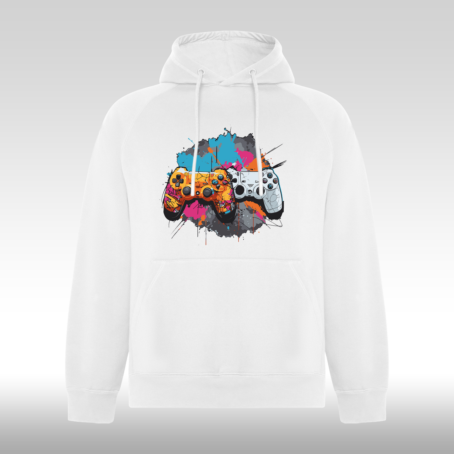 Hanorac alb personalizat urban "Console Gaming" streetwear

