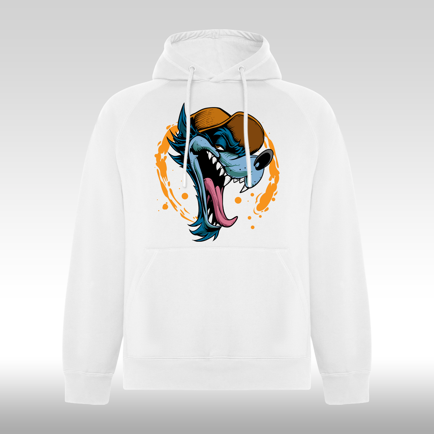 Hanorac alb personalizat urban "Feral Splash" streetwear
