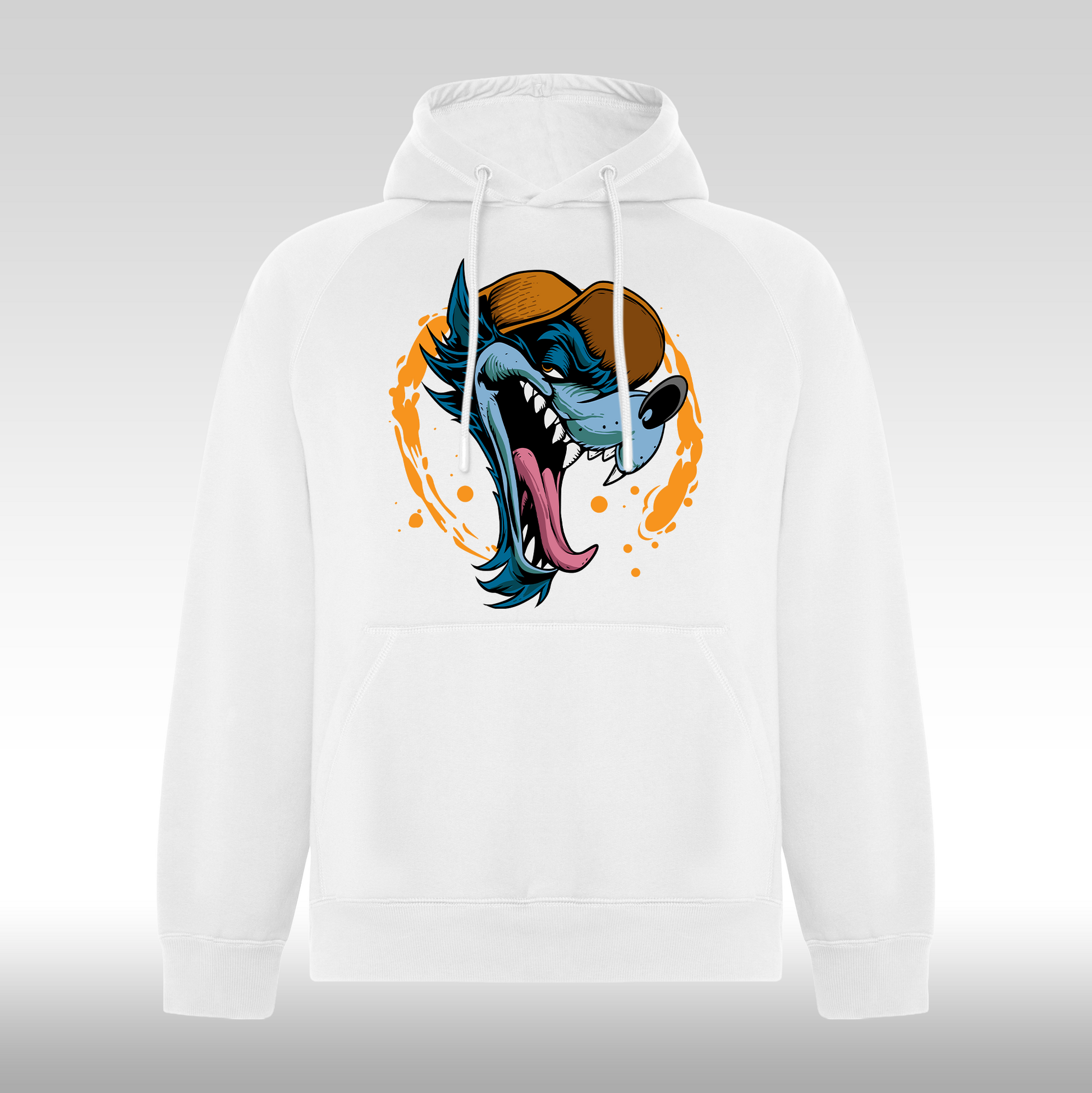 Hanorac alb personalizat urban "Feral Splash" streetwear
